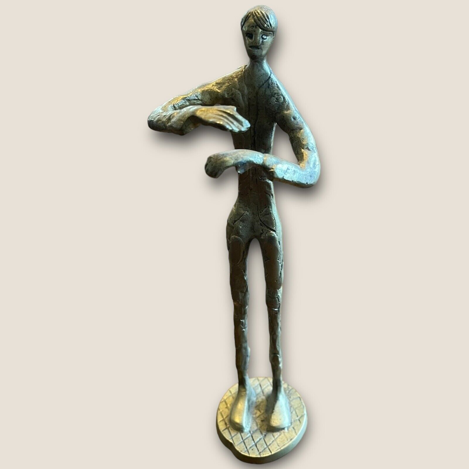 Vintage Sculpture Brass Bronze Standing Man  10 Inches height Rare Art
