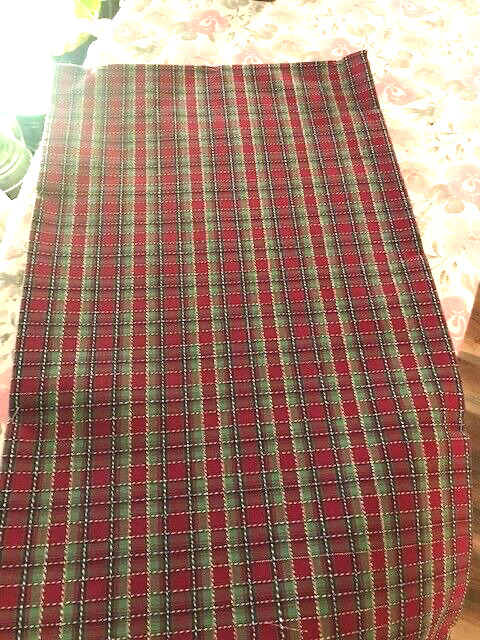 Custom-made w/Longaberger Christmas Holiday Plaid fabric TABLE RUNNER - 13\
