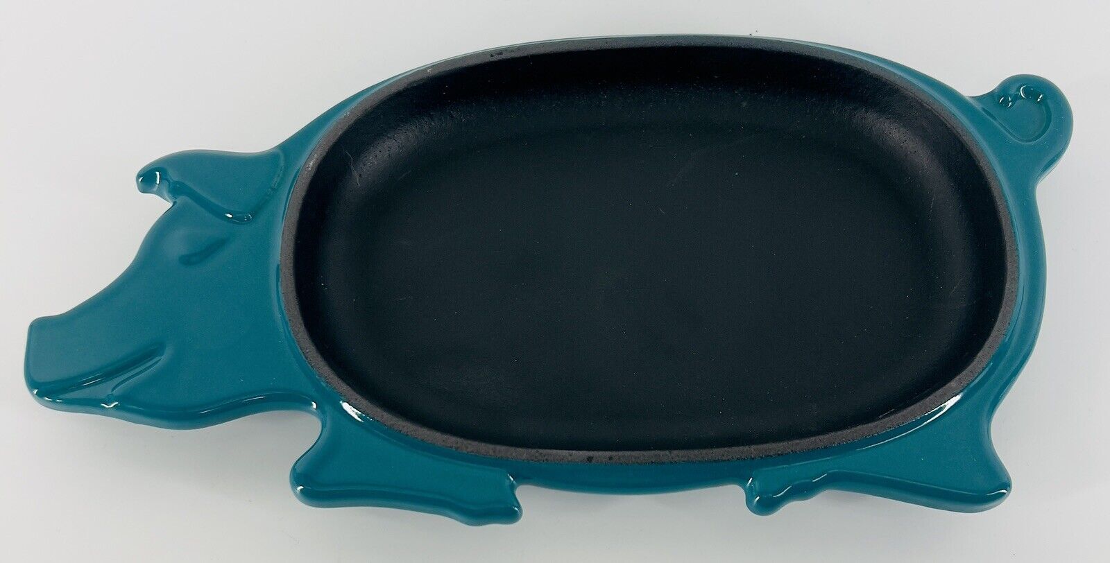 Williams Sonoma Williams Sonoma Pig Shaped Cast Iron Plate Platter Teal NEW