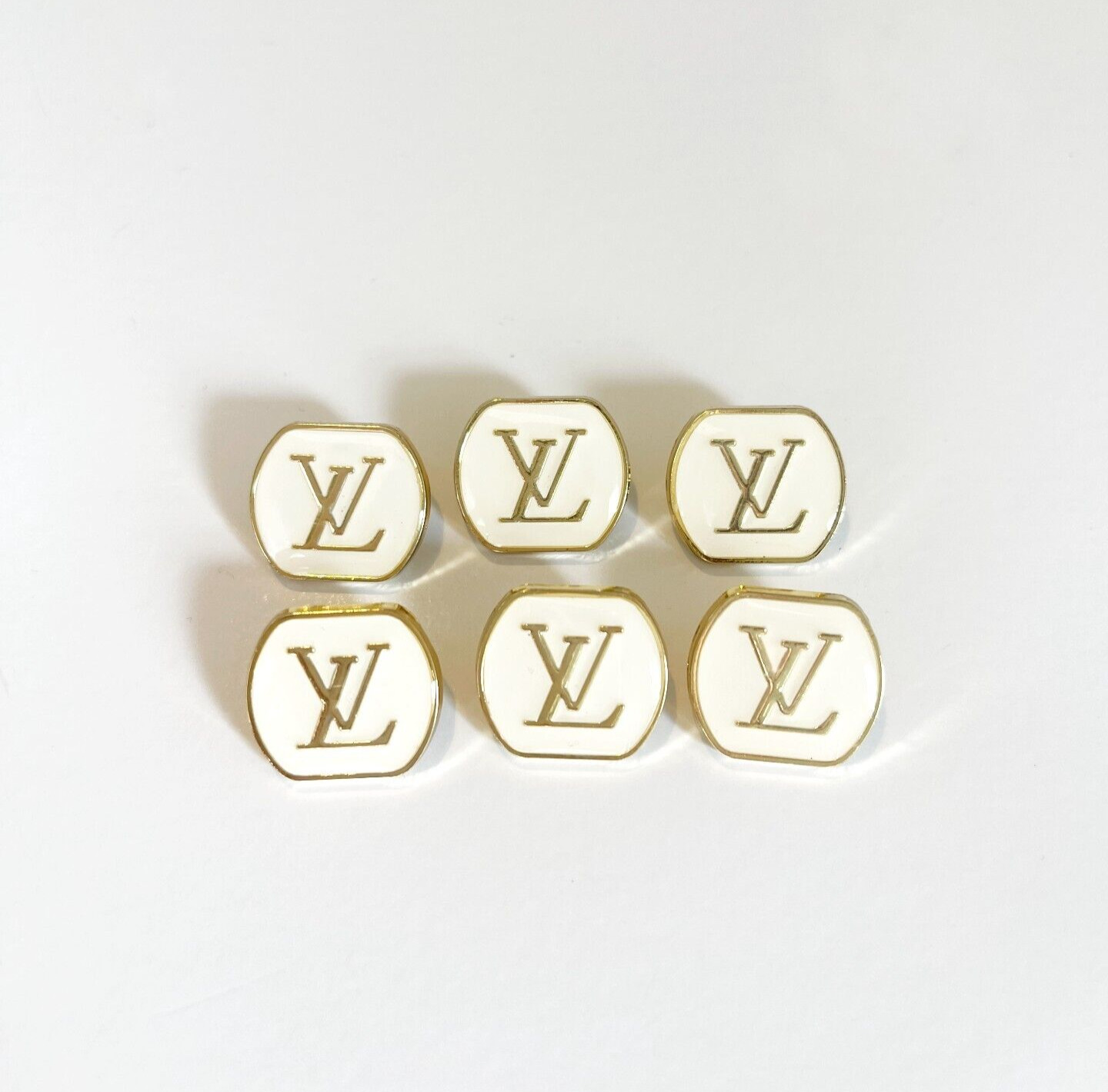 Designer Louis Vuitton LV White Gold Button Bundle | Set of 6
