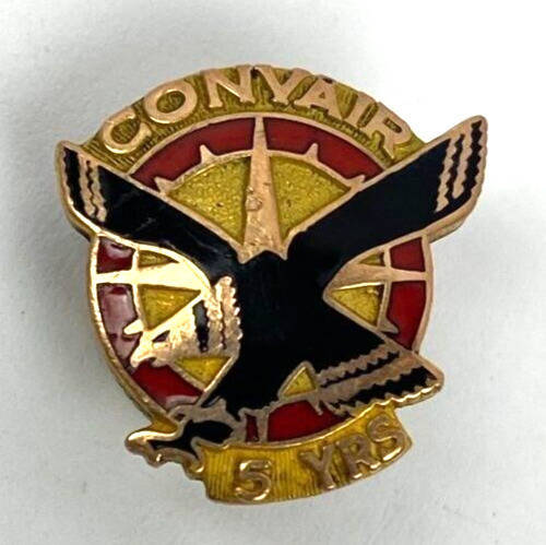 Vintage Convair Employee 5 Year Service Wing Pin 1/10 10K Aircraft Aviation