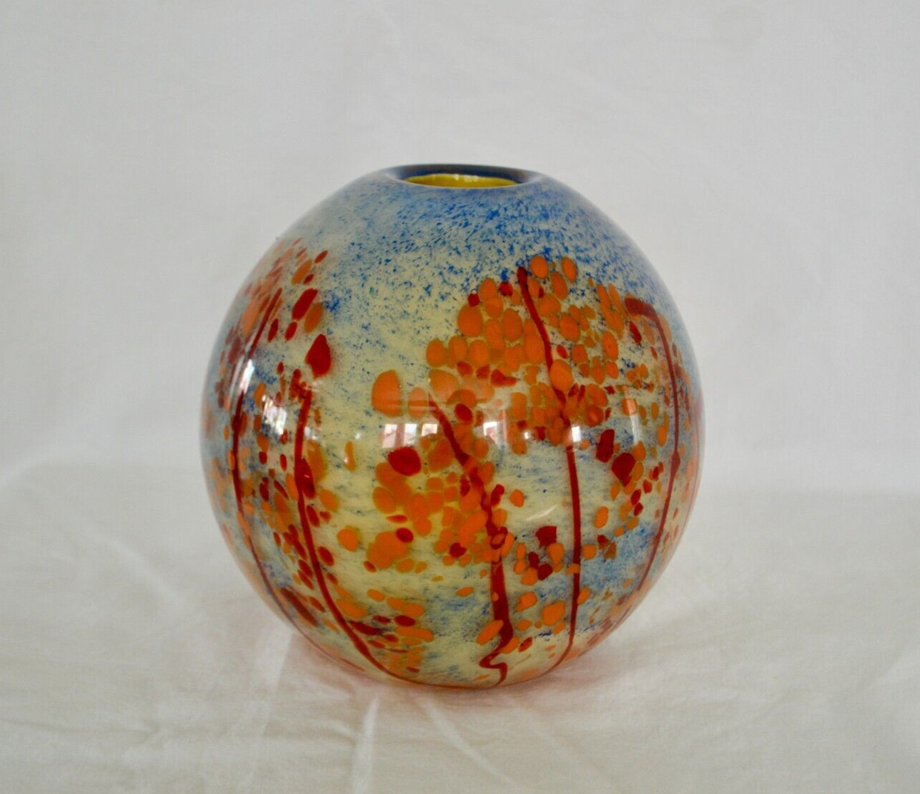 Murano Style Speckled/Confetti Millefiori Decorative Glass Globe Vase