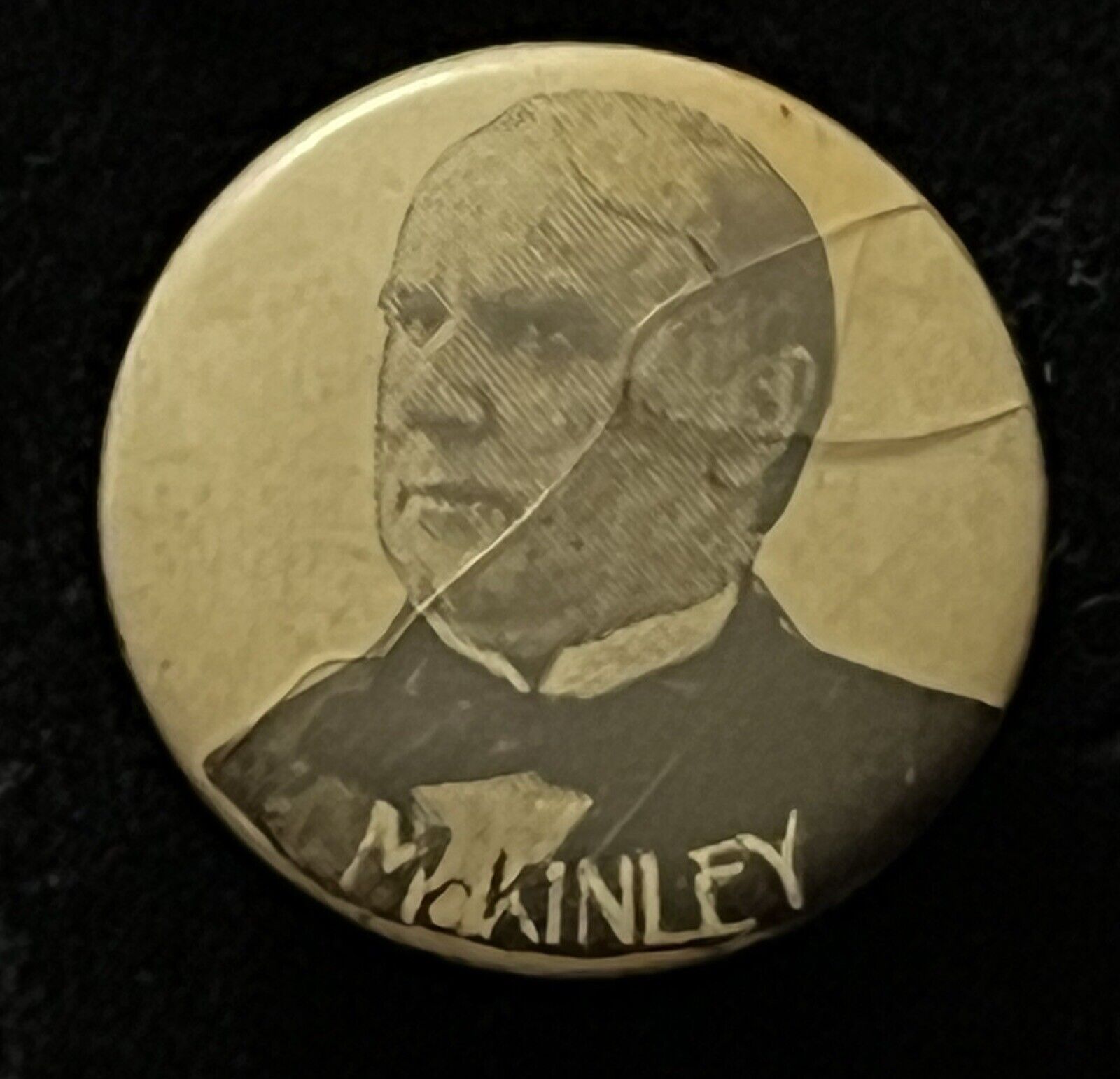 Antique 1896 McKinley Celluloid Lapel Button Early Presidential Button
