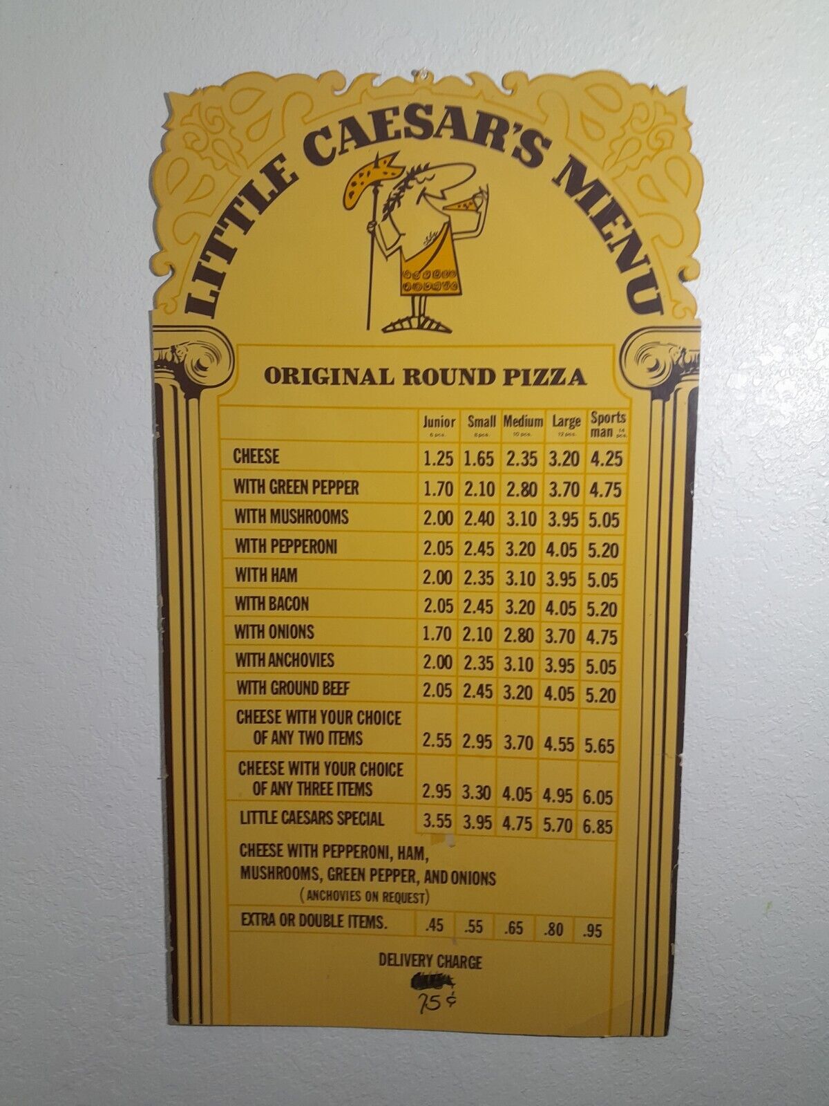 Vintage 1970s Little Caesars Pizza Menu Cardboard Sign Huge Rare Original 1972🍕