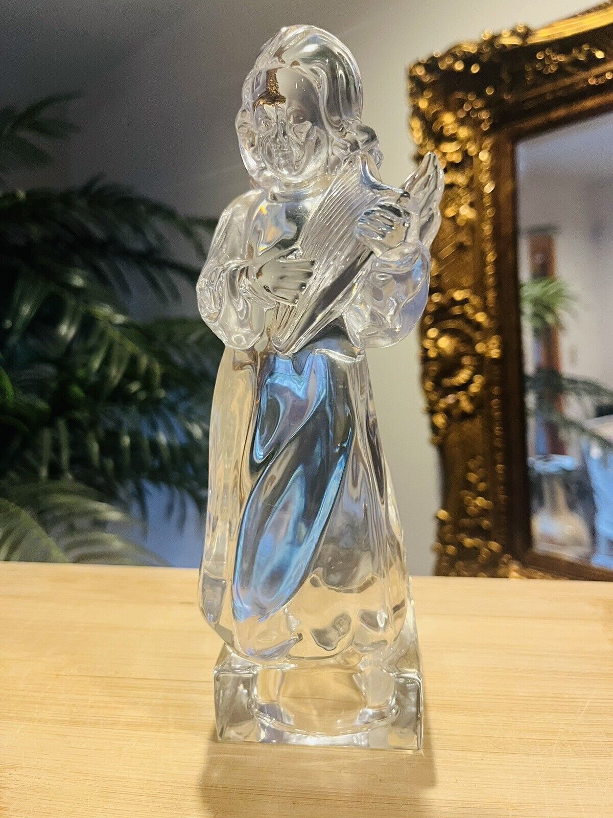 VTG MIKASA Herald Collection Crystal Angel w/Harp 8  1/2 Full Lead Figurine