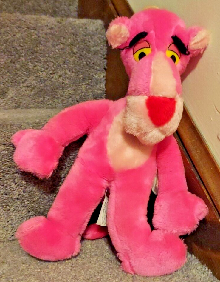 Vintage 1980 16” Pink Panther Stuffed Plush By Mighty Star retro animation