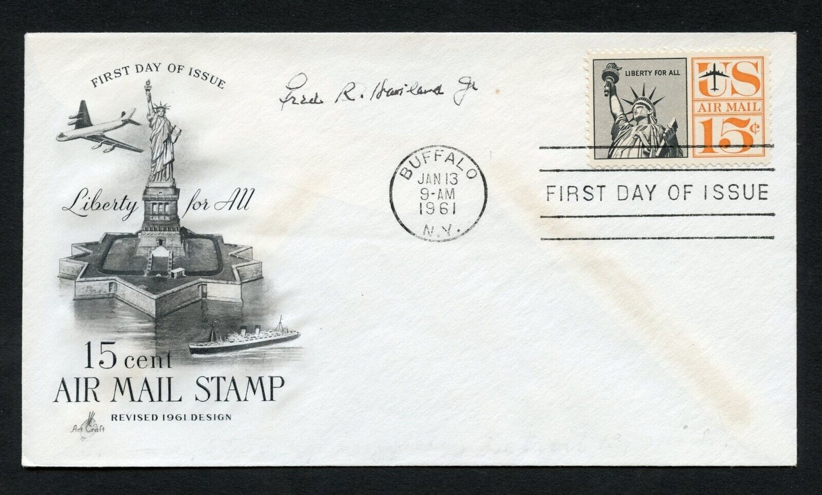 Fred R. Haviland d1989 signed autograph auto First Day Cover WWII ACE 357 Squad