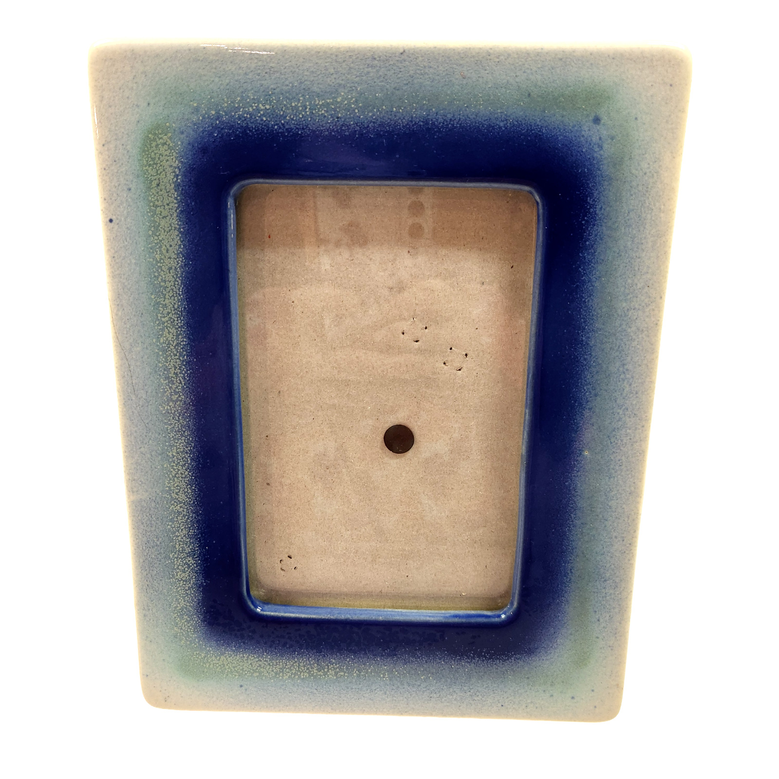 Vintage Cobalt Blue Ombre Ceramic 4x6 Photo Picture Frame Tabletop Glass Cover