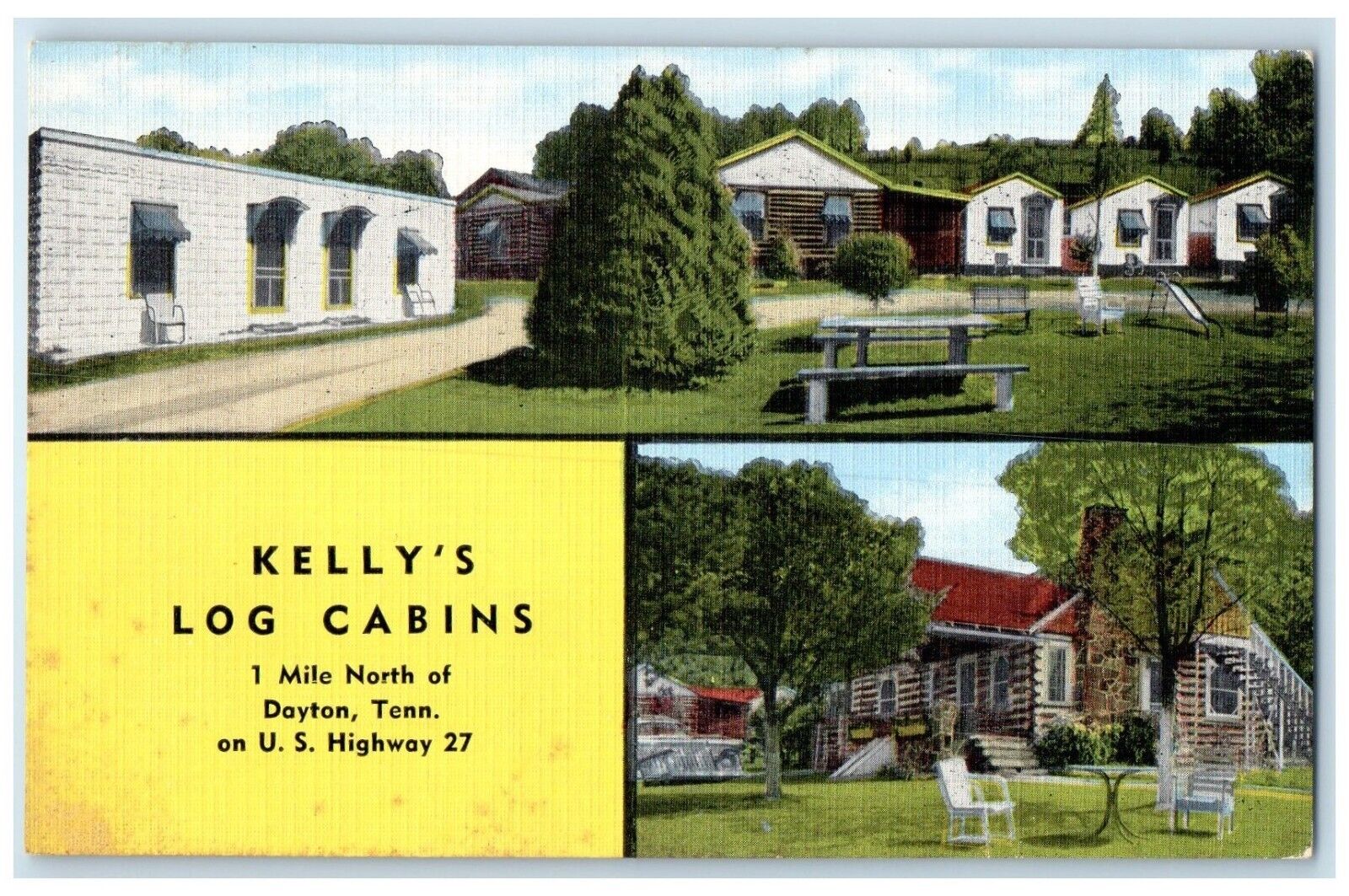 c1940 Multi-View Kelly Log Cabins Dayton Tennessee TN Vintage Unposted Postcard