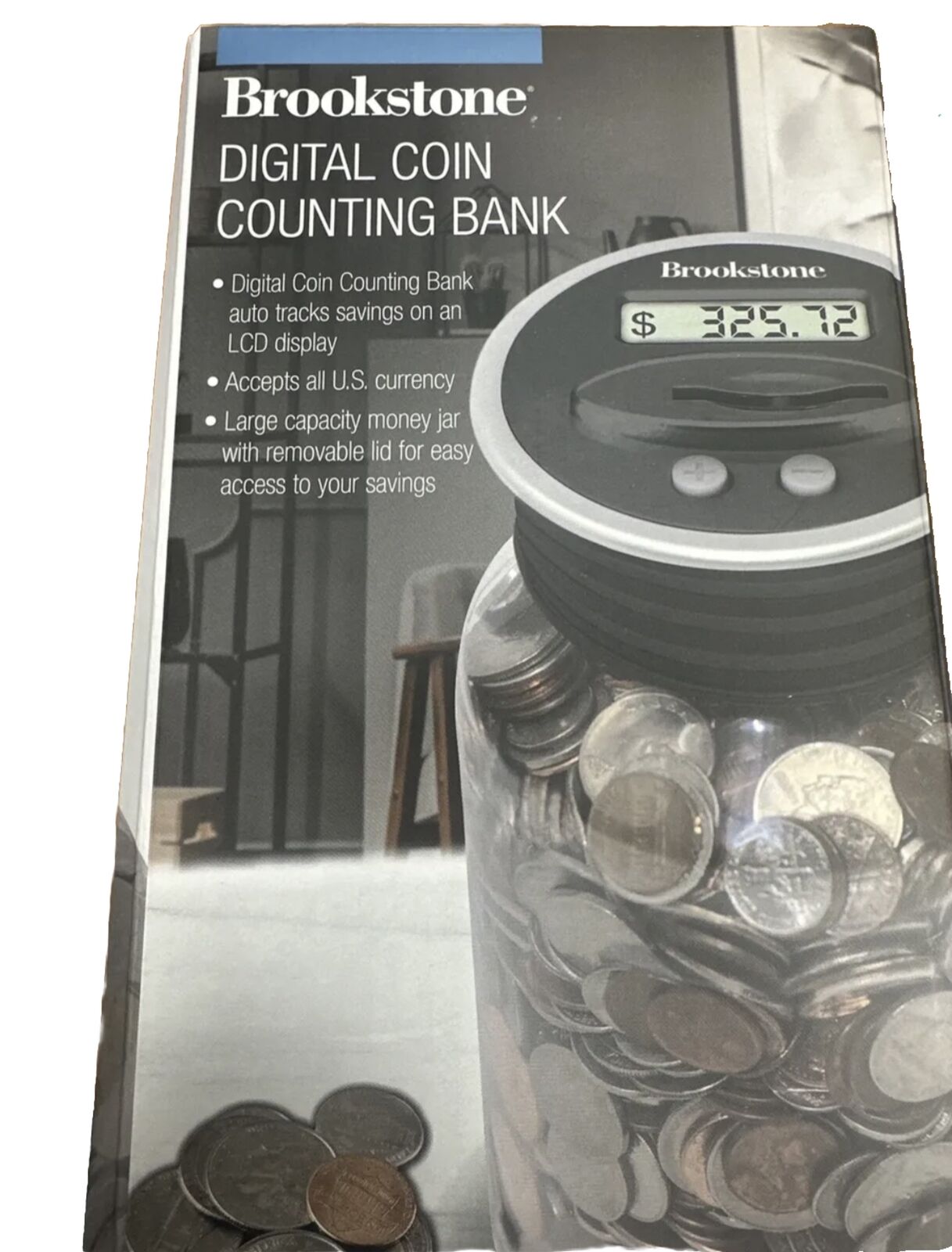 Brookstone Digital Coin Counting Bank With LCD Display / Factory Sealed