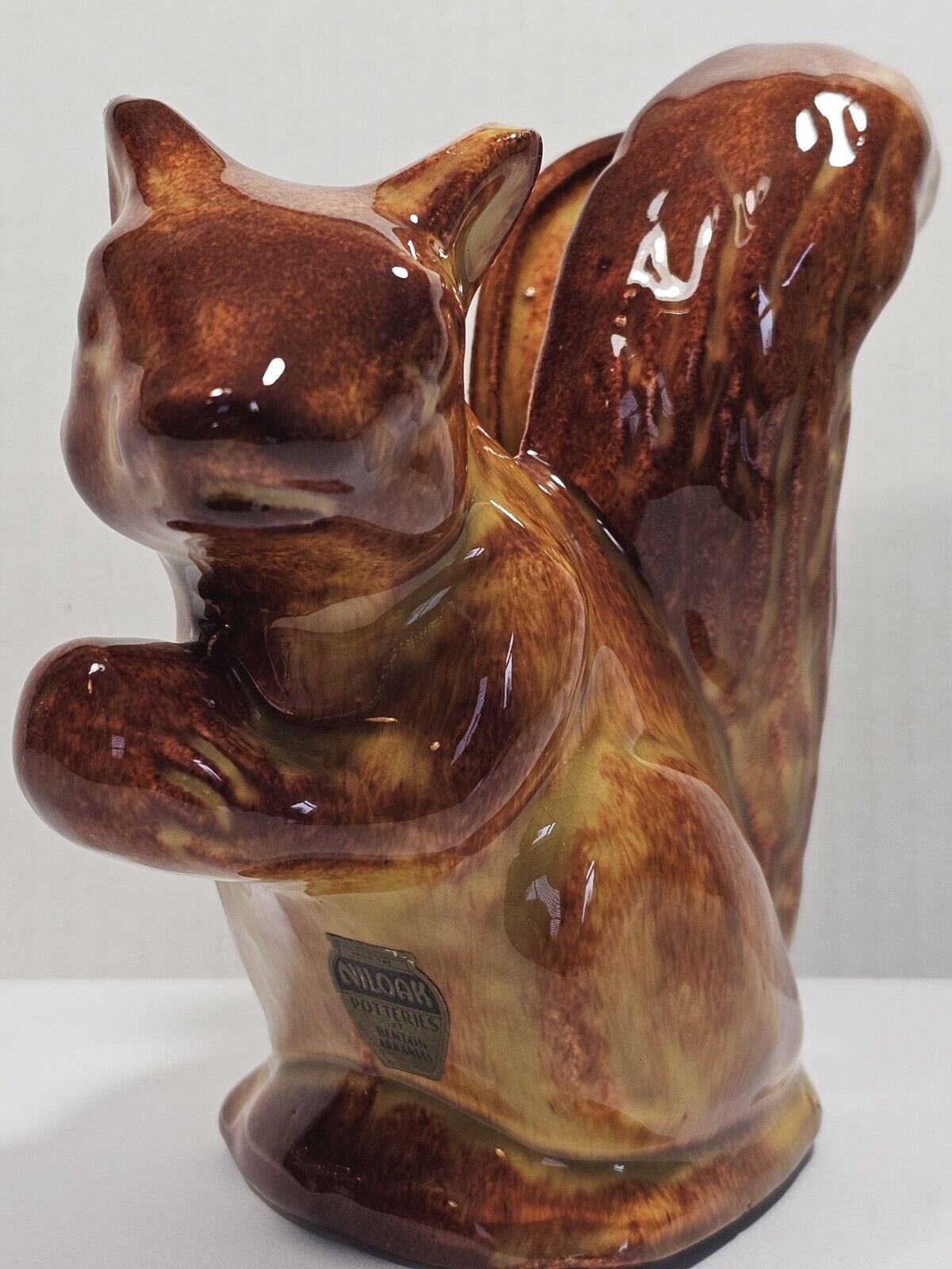 Vintage Niloak Art Pottery Squirrel Planter Brown Drip Glaze Cactus Succulents 
