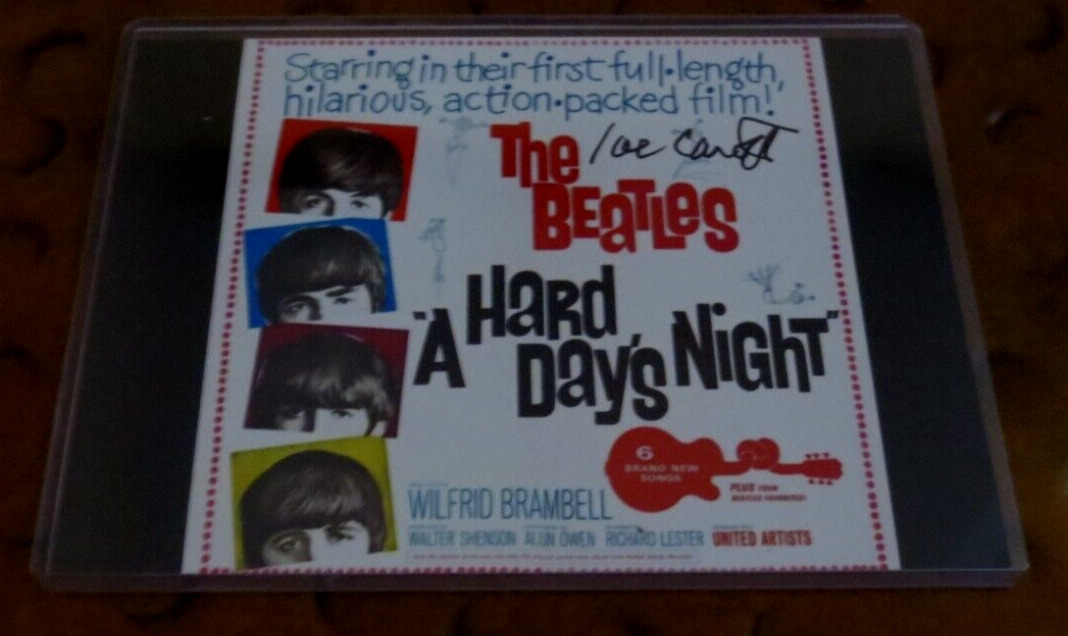 Joe Caroff graphic designer signed autographed photo of Beatles Movie Poster HDN