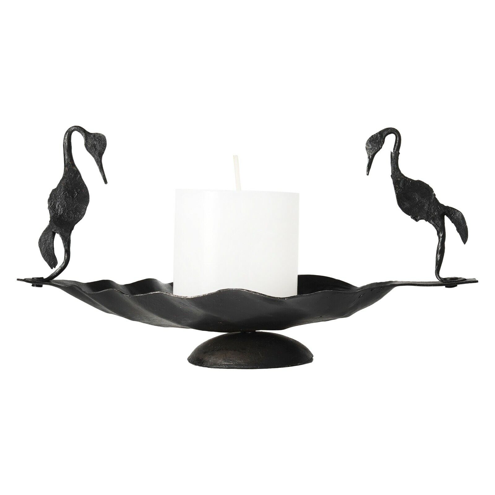 Handmade Hammering Wrought Iron Swan Pair Candle Stand Antique Collectible Art
