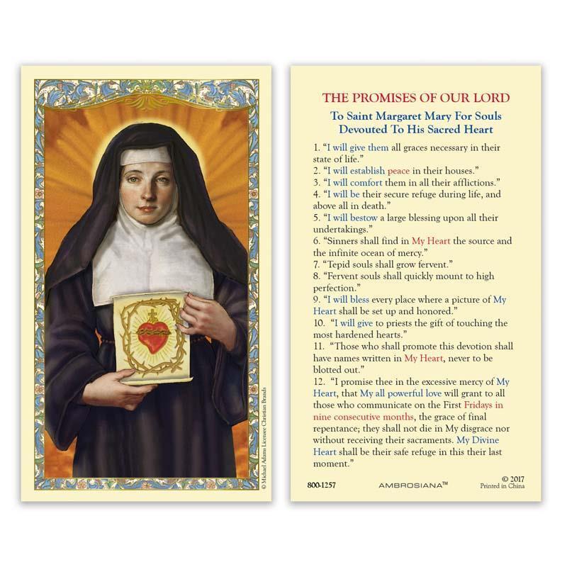 Saint Margaret Mary Alacoque Holy Card Pack of 25 Size 2.625 in W x 4.375 in H