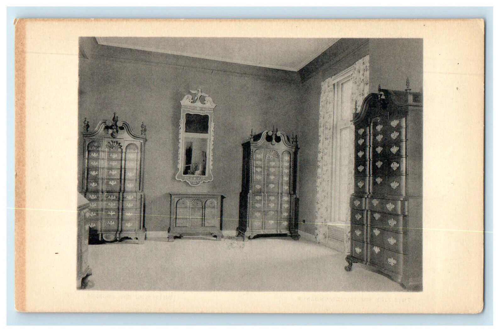 1935 Benjamin Burnham\'s 18th Century Mirror and Cabinet Connecticut CT Postcard