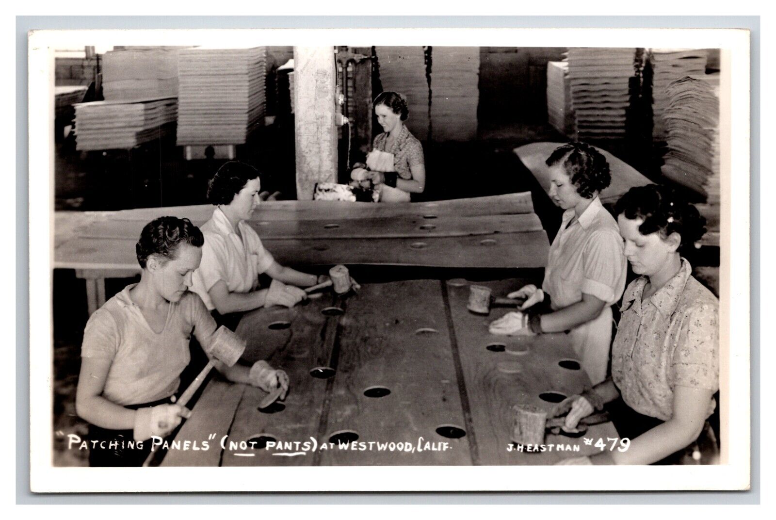 RPPC Women in Plywood Panel Factory Westwood CA UNP Eastman no 479 Postcard Y16