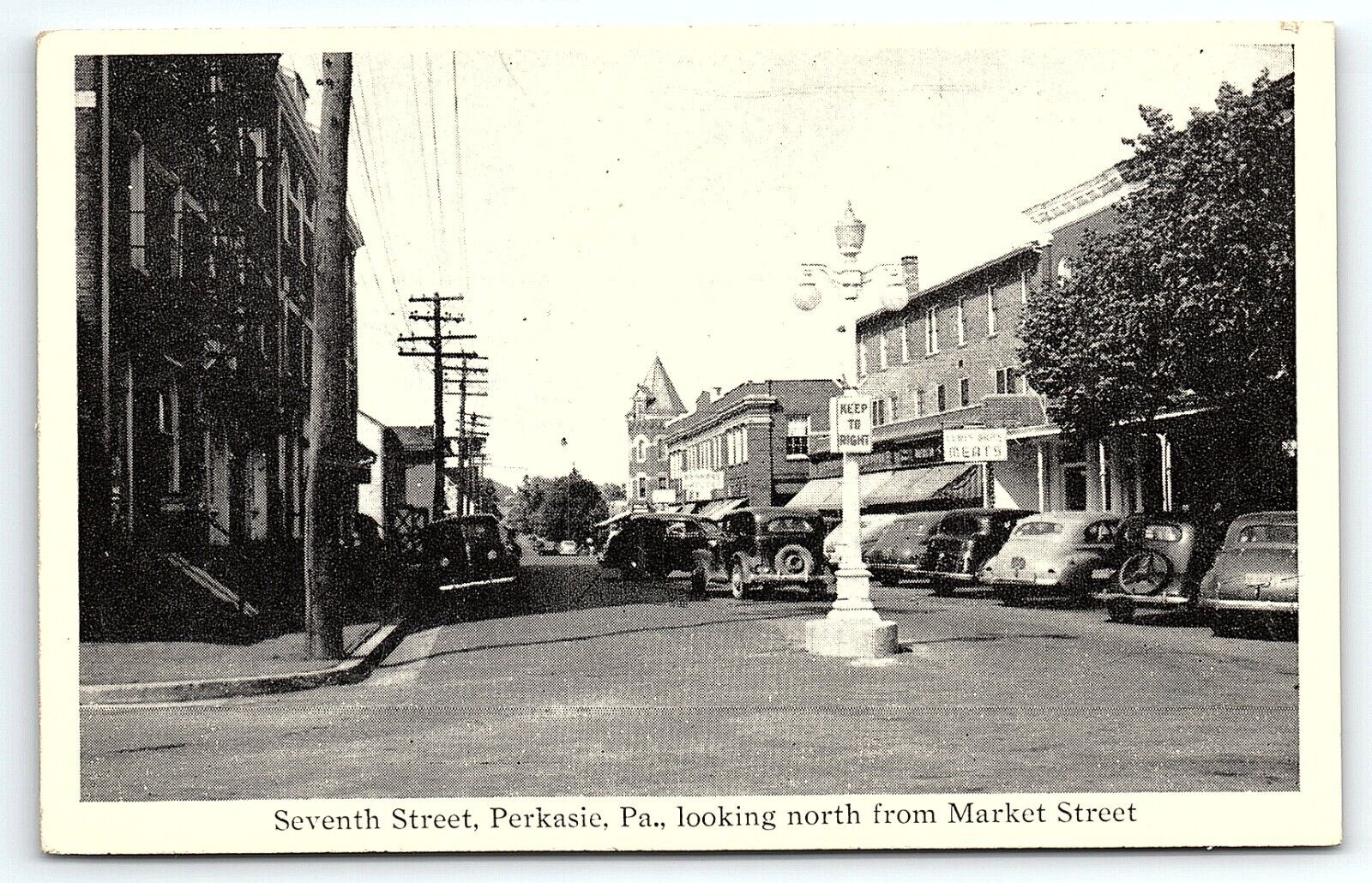 1930s PERKASIE PENNSYLVANIA SEVENTH STREET MARKET STREET BUSINESS POSTCARD P4160