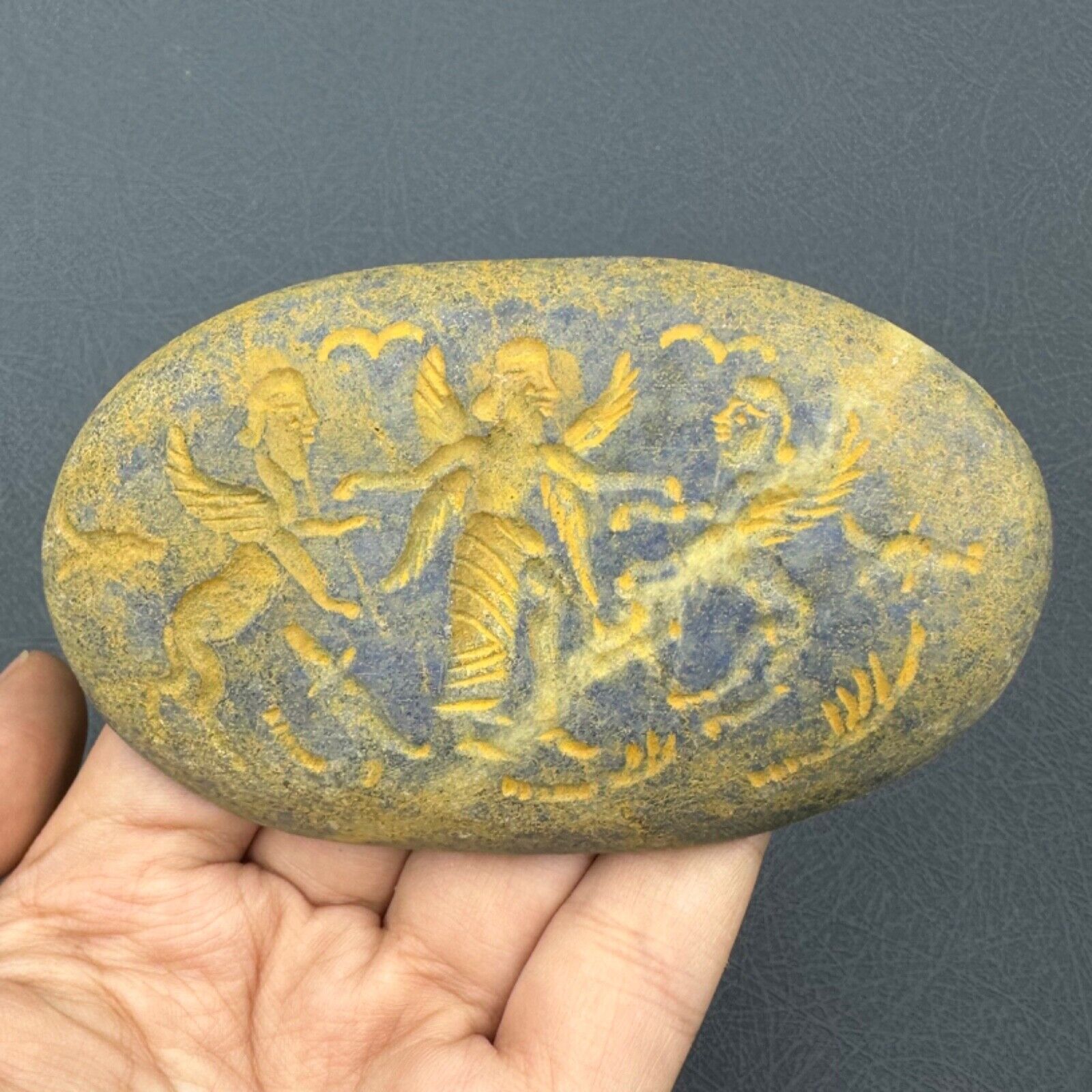Unique Near Eastern Mythical Creature Intaglio Lapis Fragment