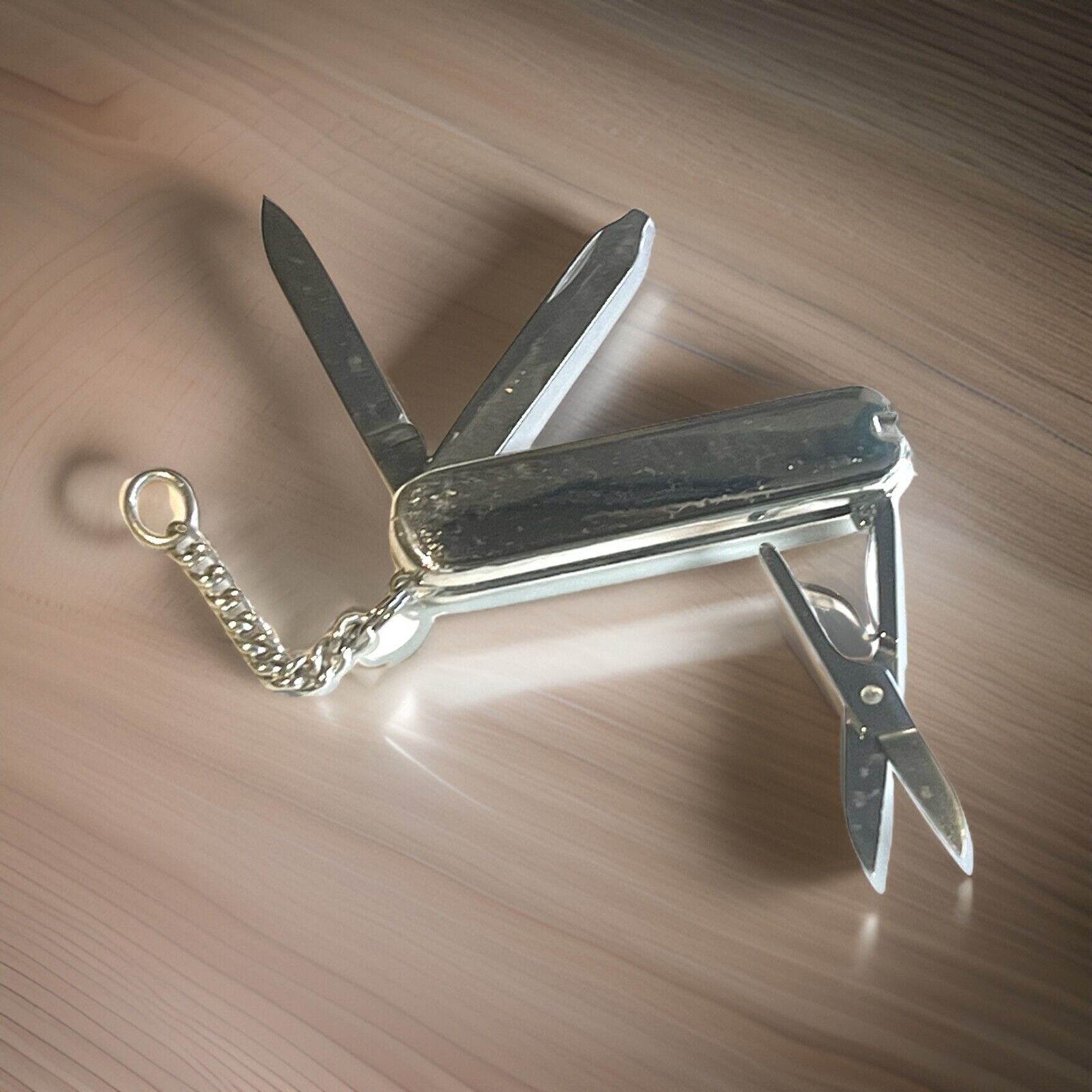 Tiffany & Co Estate Pocket Knife with Key chain 18k Silver TIF599