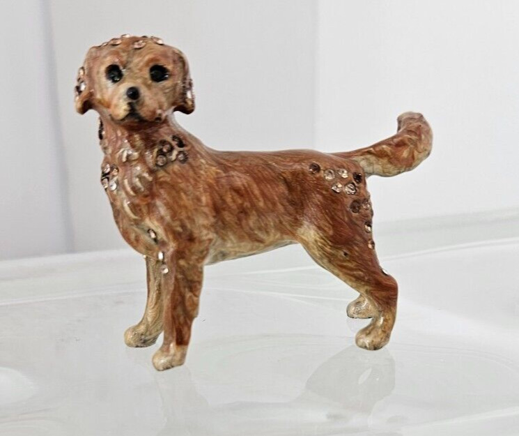 Jay Strongwater Enamel Labrador Retriever Dog Figurine Gift~ Swarovski Crystals