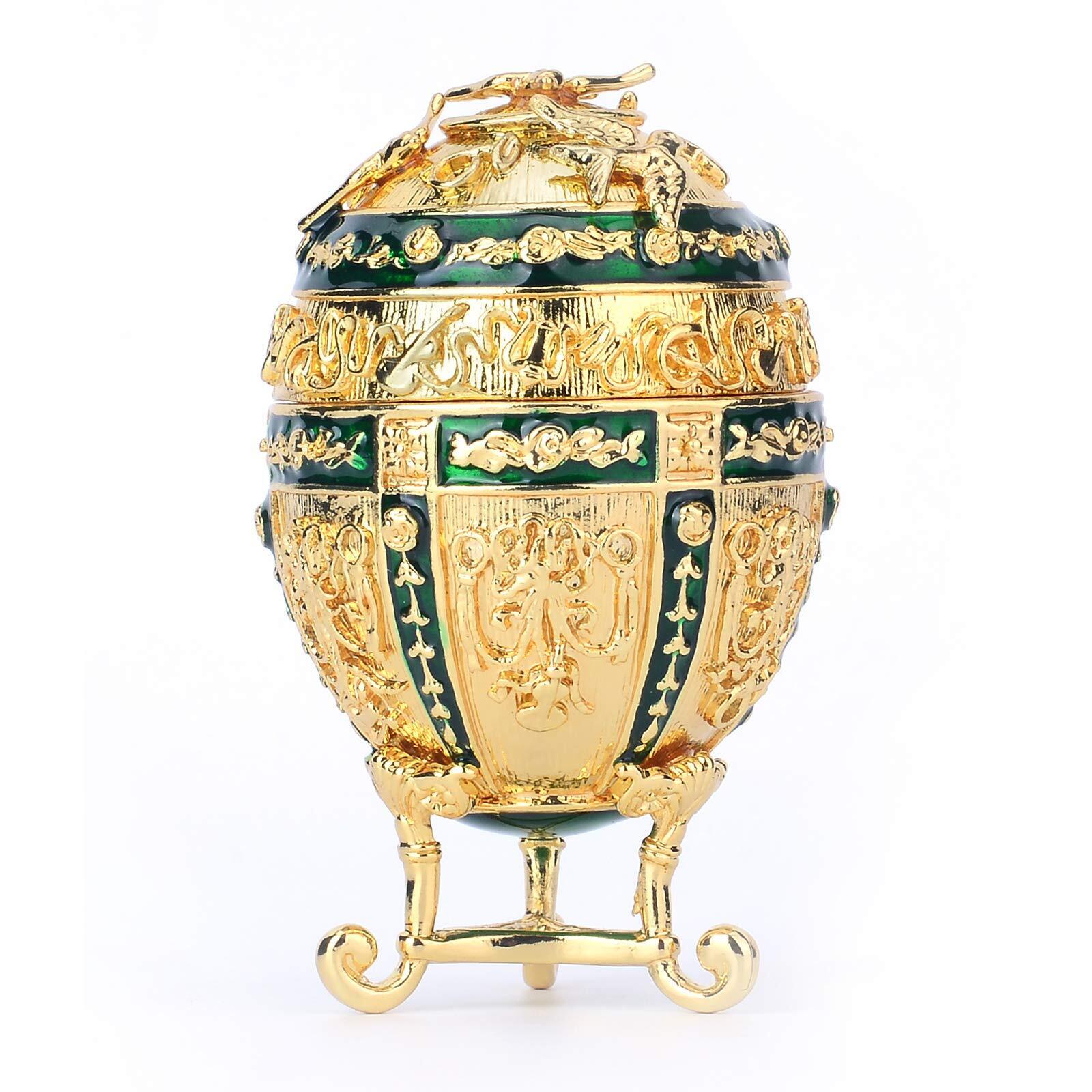 Faberge Egg Jewelry Trinket Box Classic Hand-Painted Ornaments Metal Vintage ...