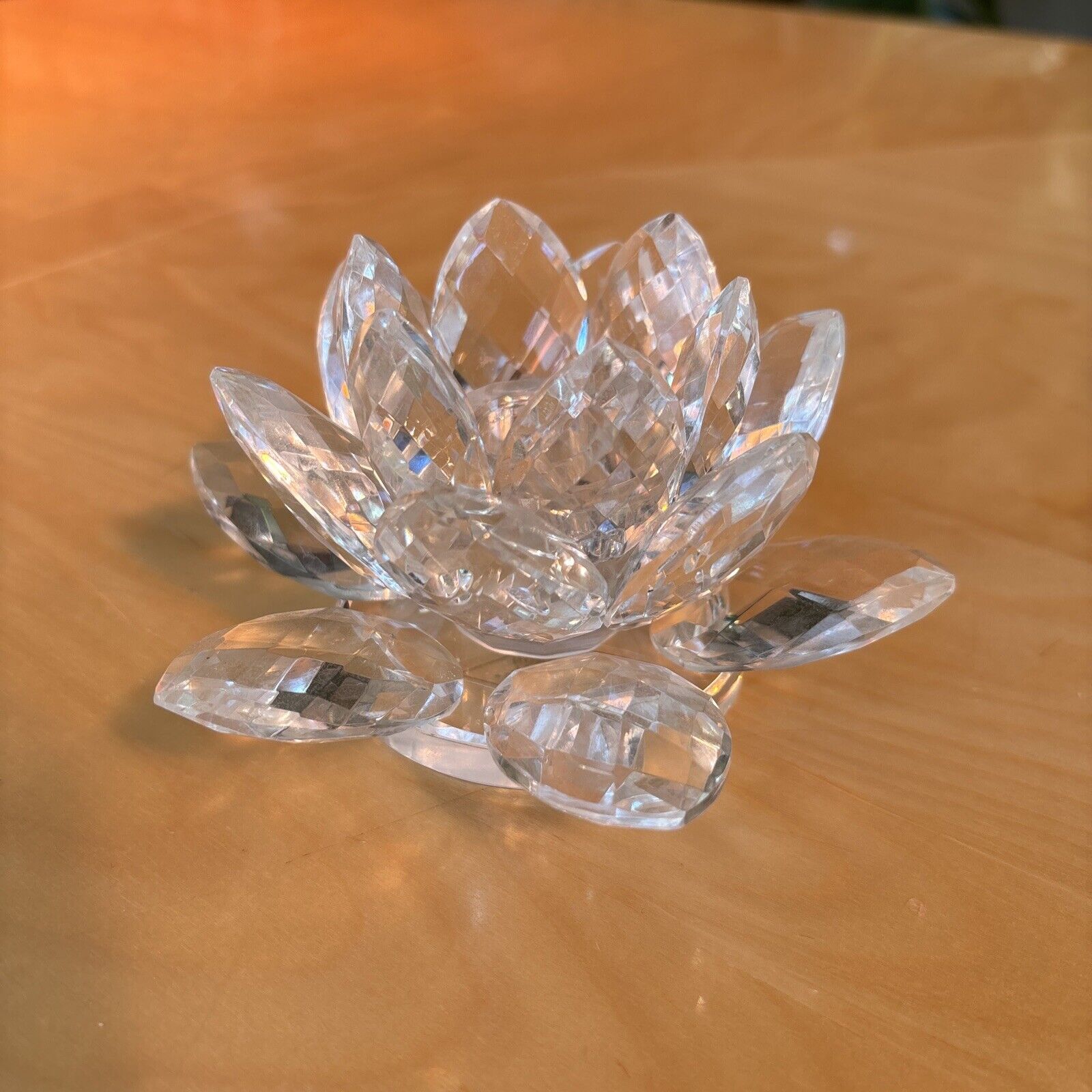 Shannon Designs of Ireland Handmade Crystal Lotus Candle Holder Excellent Unused