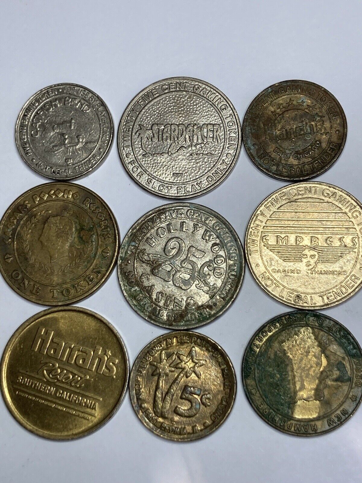 COLLECTION OF 9 CASINO TOKENS DIFFERENT TYPES SOME RARE LOOK #cc3