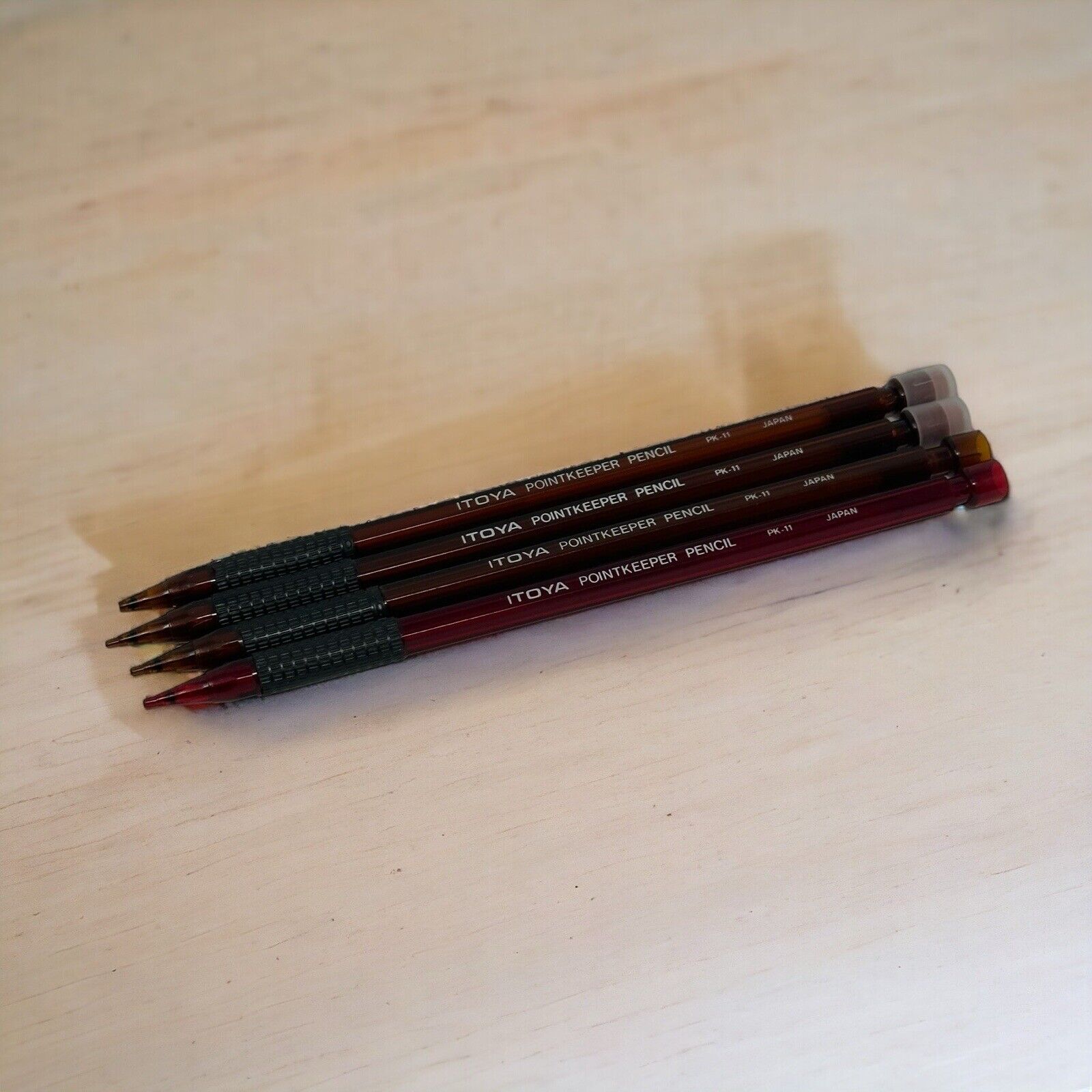 4 Vintage ITOYA POINTKEEPER PENCIL PK-11 JAPAN Red with Eraser