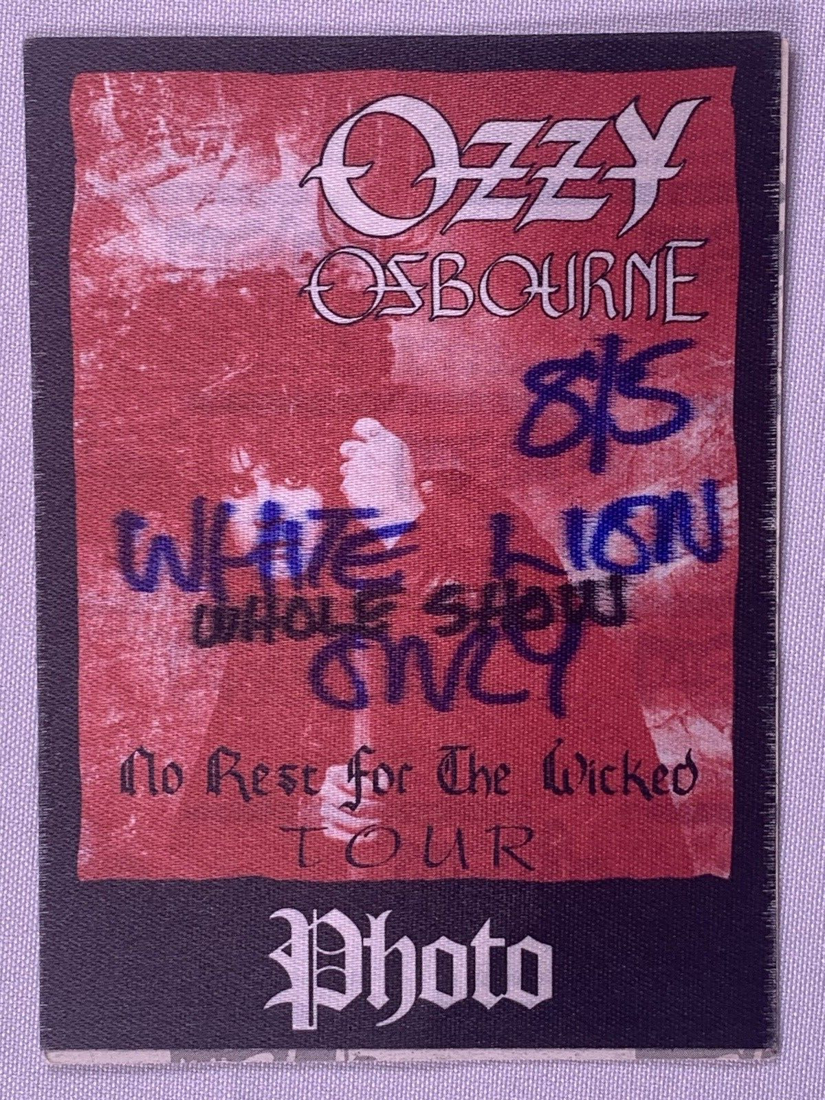 Ozzy Osbourne Ticket Pass Original No Rest for the Wicked Sacramento CA 1989