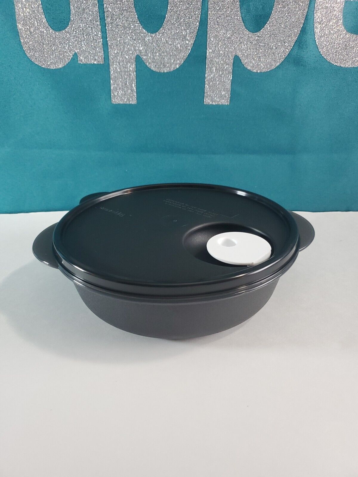 Tupperware Crystalwave Microwave Divided Dish 825ml/ 3.25 cup Black New Sale