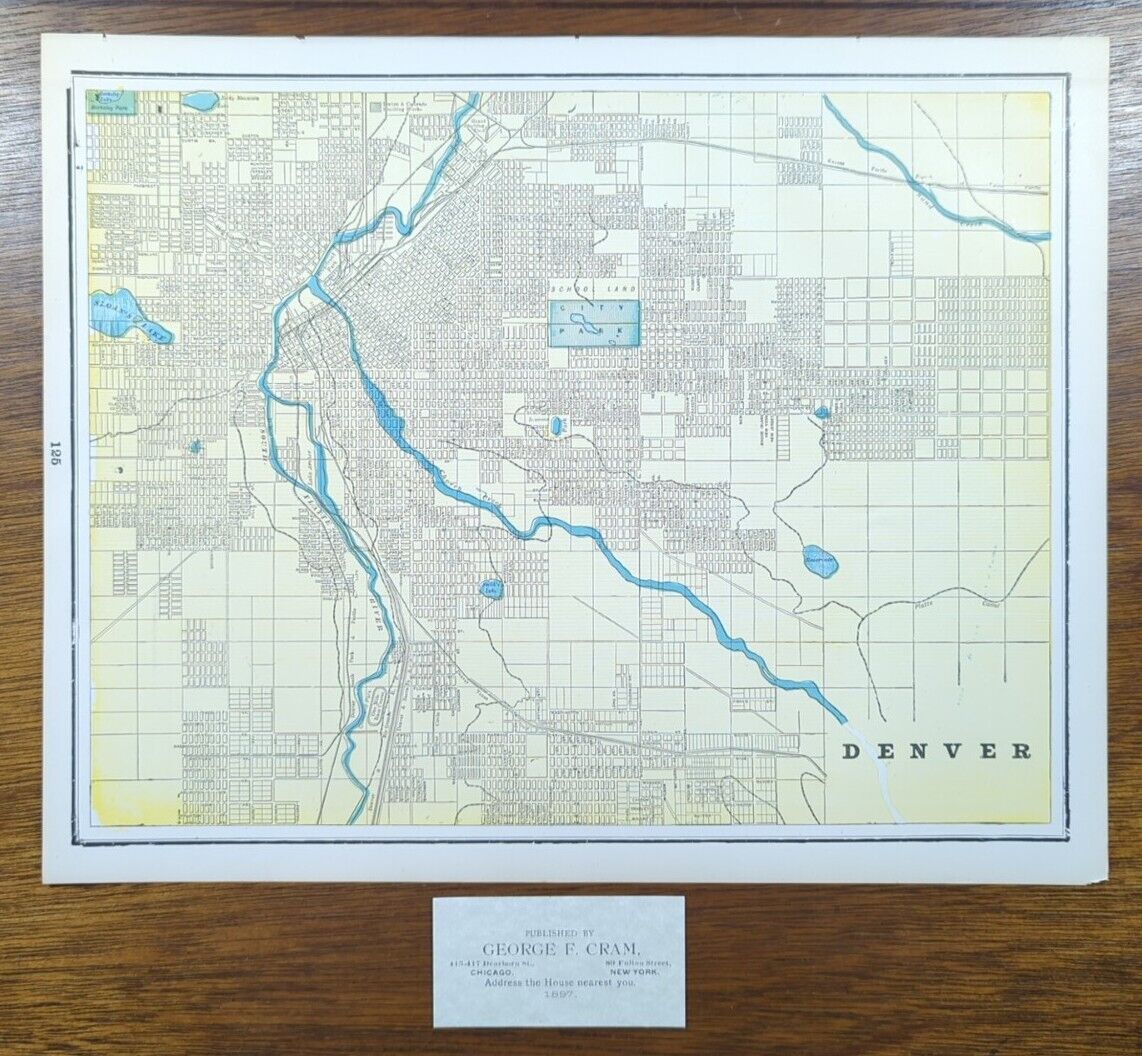 Vintage 1897 DENVER COLORADO Map 14\