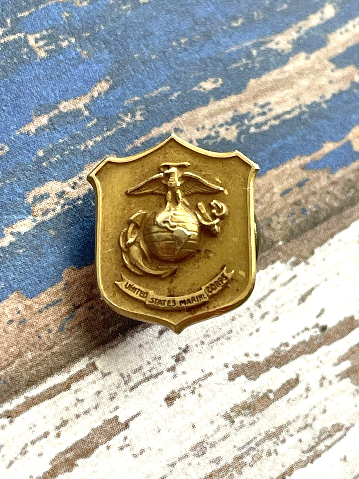 Vintage 10k Solid Gold U.S. Marine Corps Service Lapel or Tie Pin Sweetheart EGA