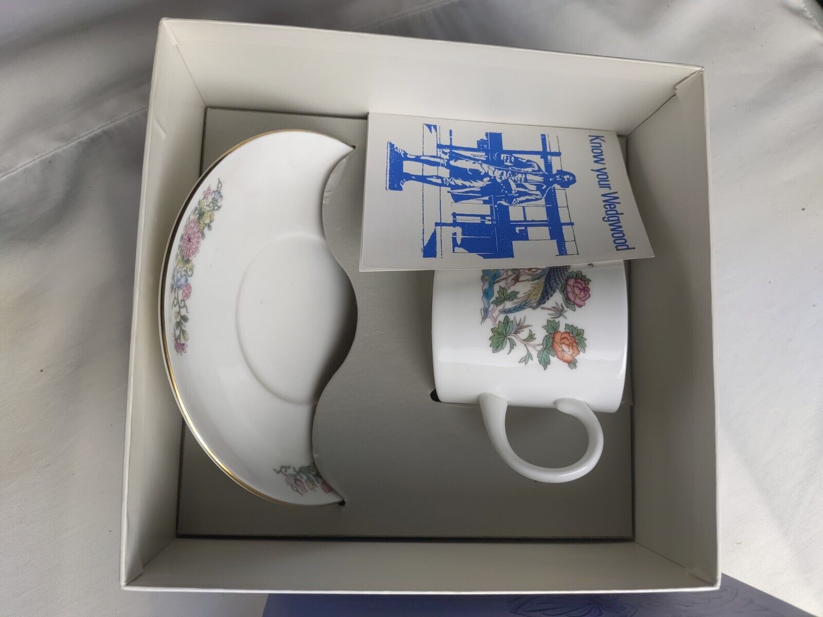 Collectible Wedgewood Khutani  Crane Cup & Saucer L/S in Original Box