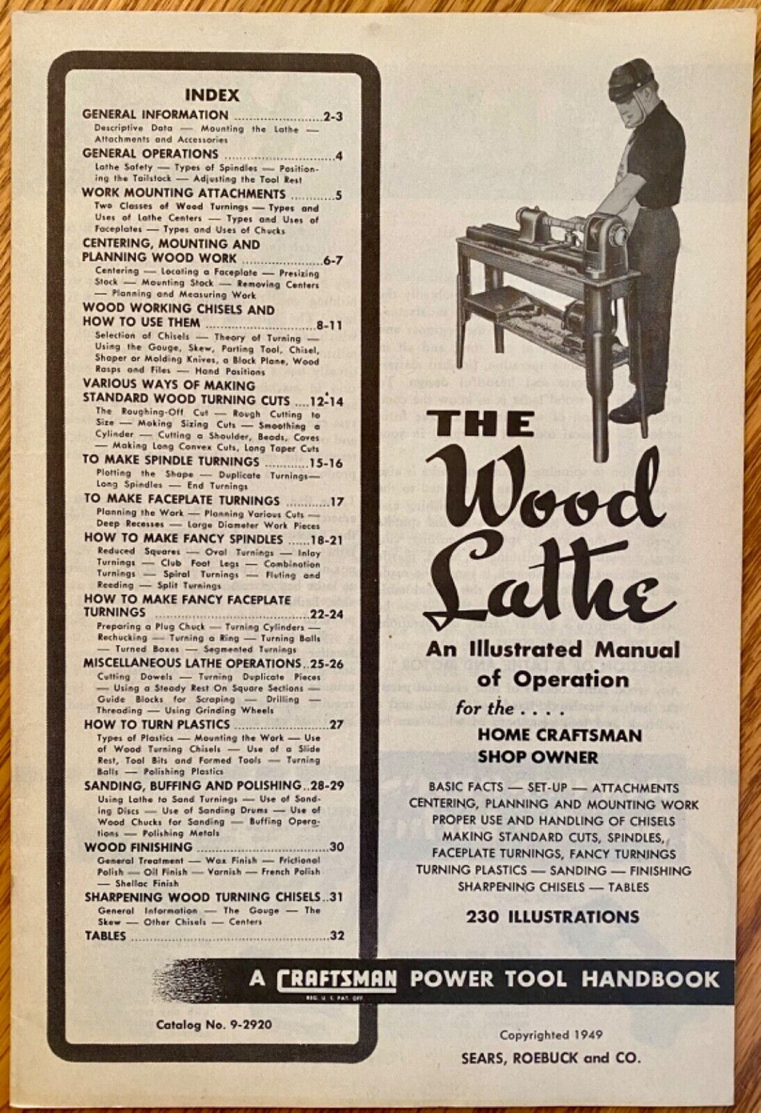 Vintage Craftsman 1949© “The Wood Lathe” Power Tool Handbook