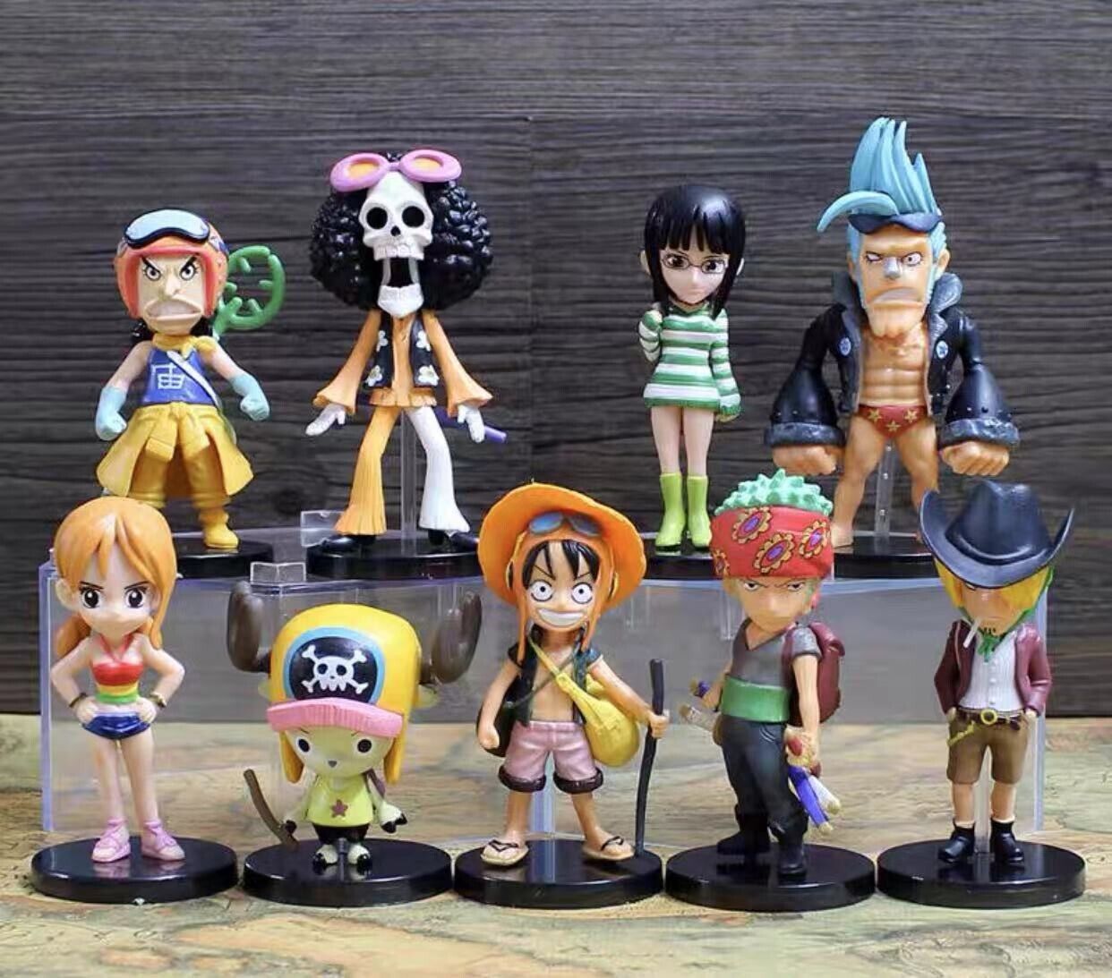 9pcs One Piece Luffy Zoro Nami Usopp Sanji Chopper Robin Anime Figure Toys
