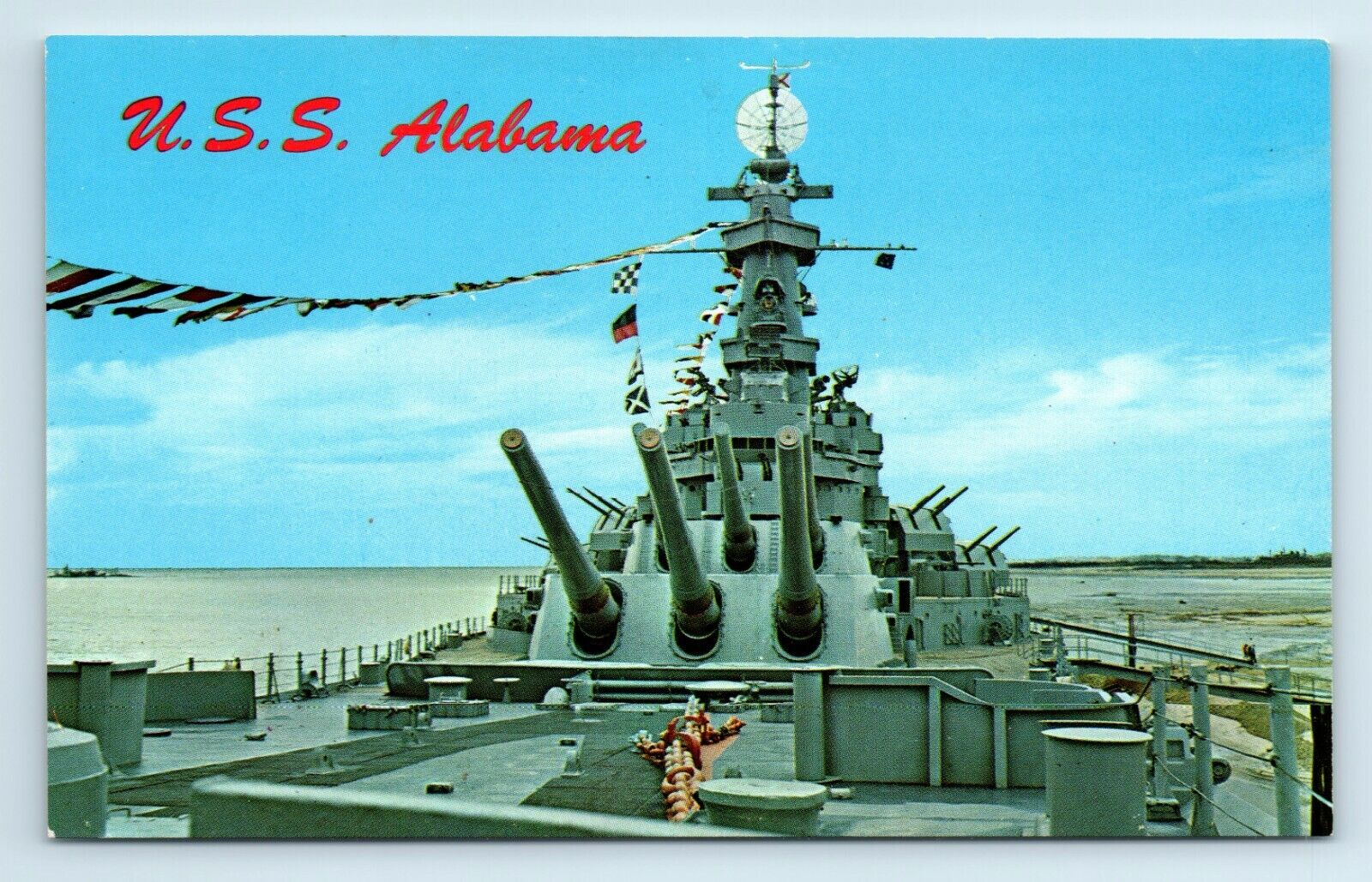 Postcard USS Alabama, Mobile Bay Causeway, Mobile AL R84