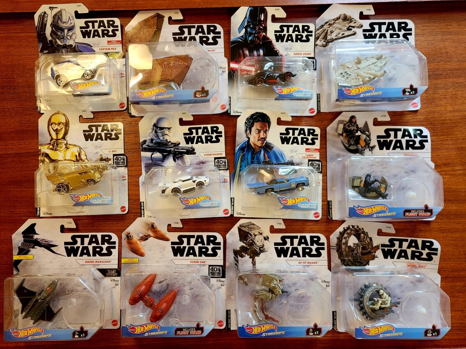 2017-19 Hot Wheels Star Wars  Starships Lot of 12 - New In The BOX US Seller