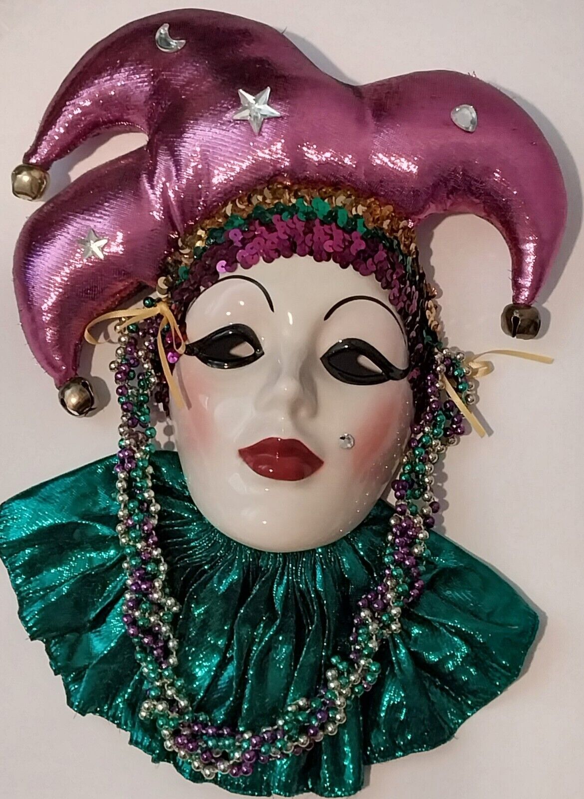 Fancy Faces New Orleans Ceramic Jester Mask Wall Decor Signed 14\