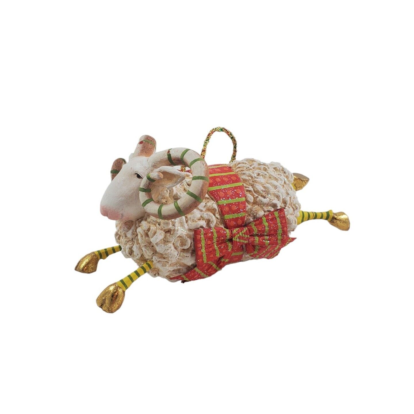 Patience Brewster Krinkles Sheep Ornament Happy Ram Christmas Decor Whimsical 6\