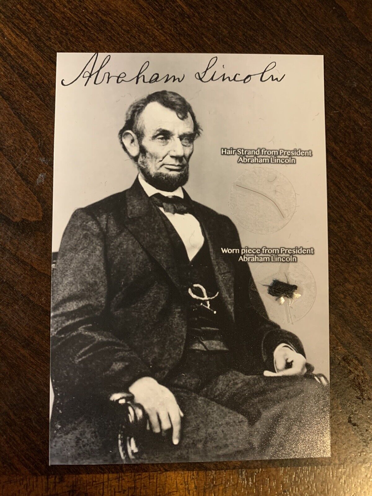 Abraham Lincoln Hair Strand Piece & Worn Relic Display Card President USA