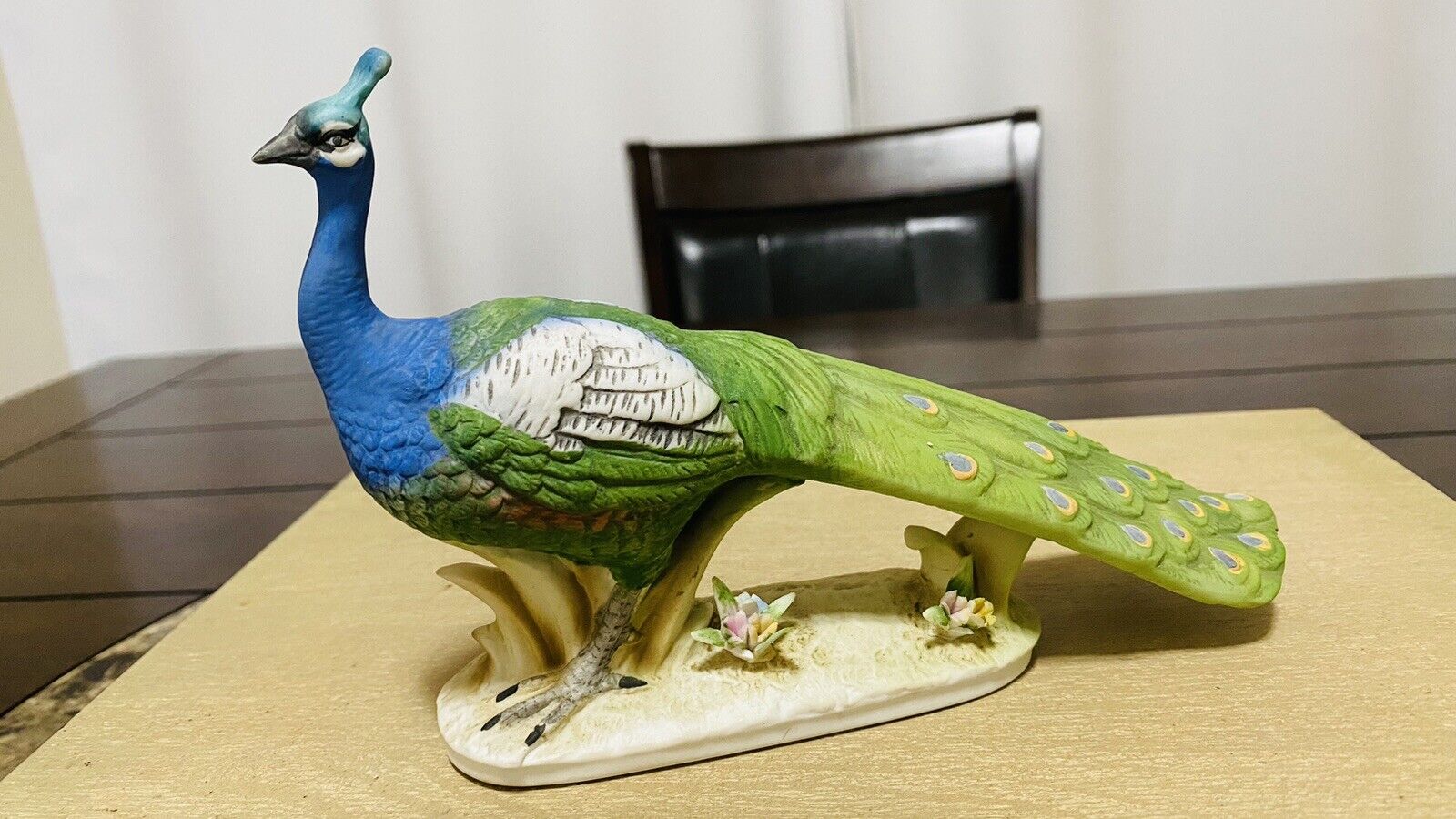 Vintage Lefton Peacock Figurine Hand Painted Japan 7\