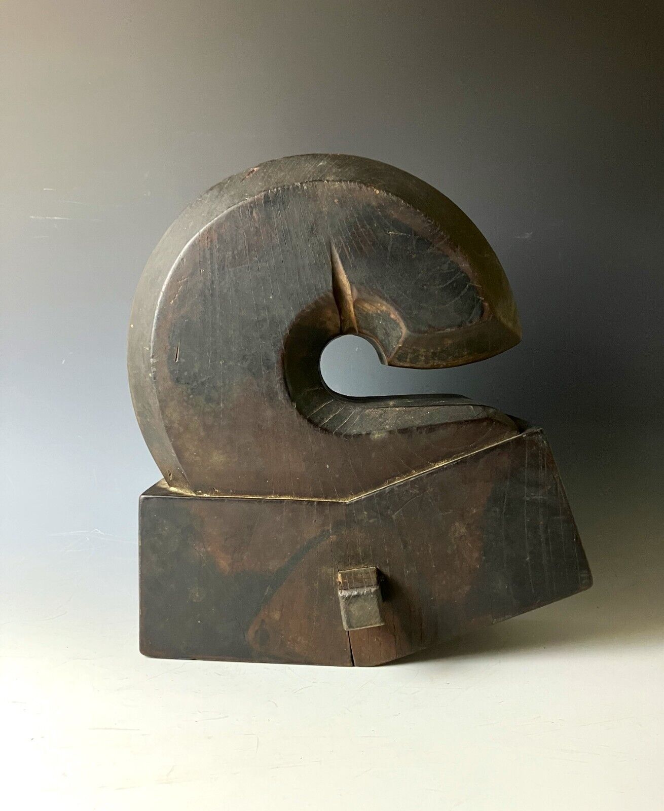 Japanese Antique Jizai-Kagi Wooden IRORI Kettle holder H.11.8inch/ 7.7lbs