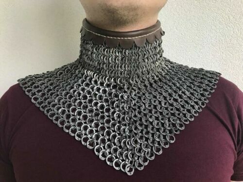  Mild Steel Chainmail Flat Ring Dome Riveted 9 mm Collar Oil Finished