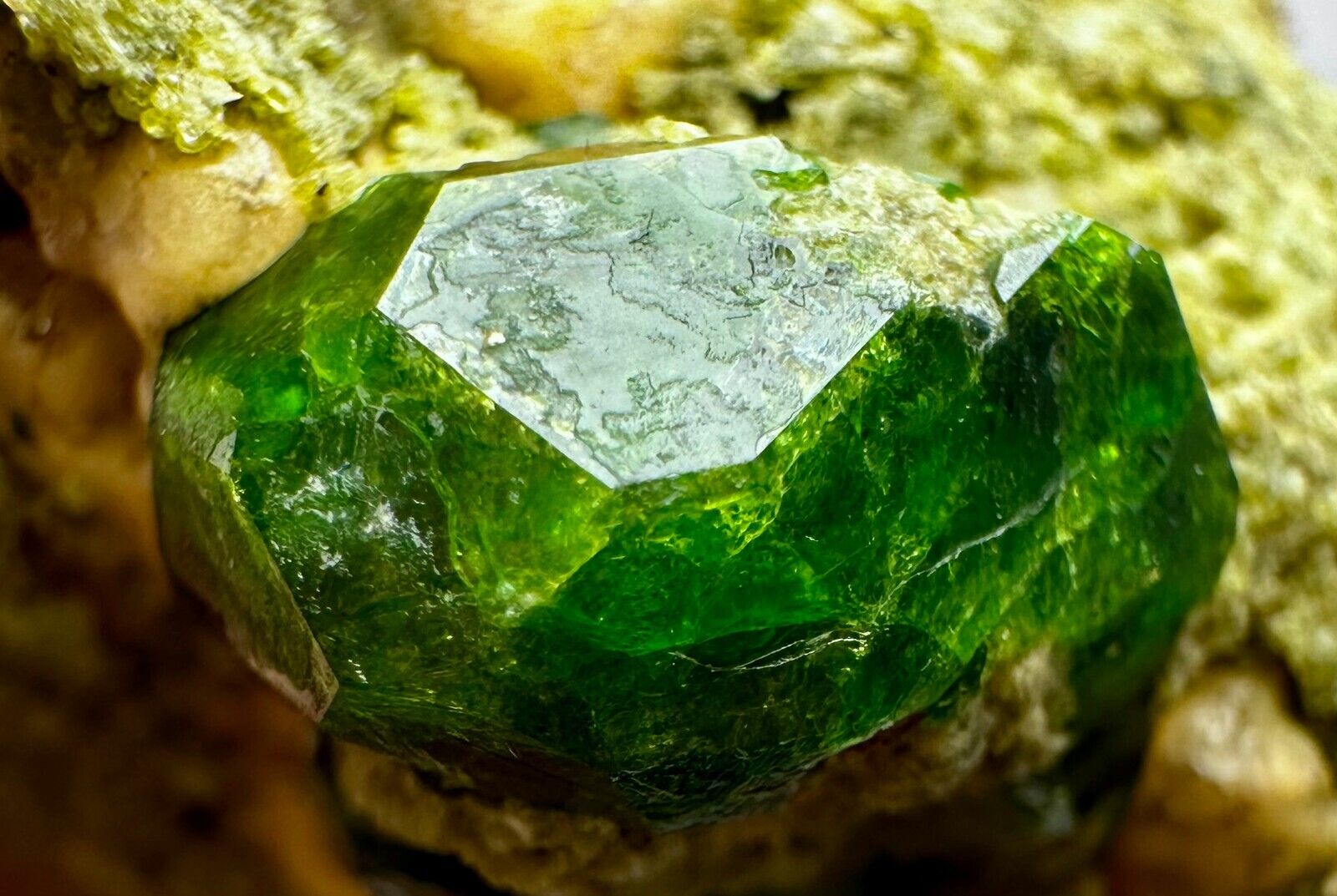 151 Gm Unusual  Top Green Demantoid Garnet Full Of Crystals On Matrix @IRN