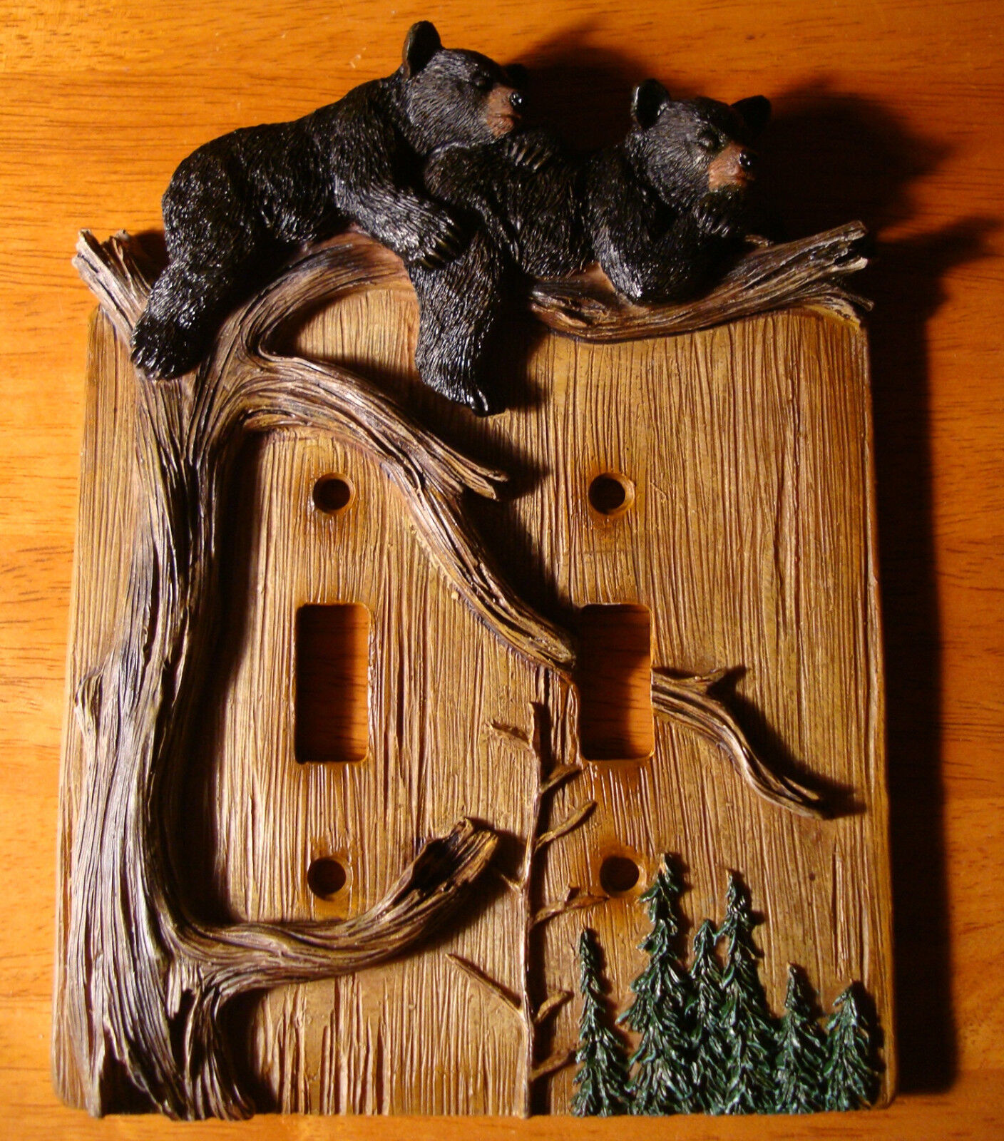 BLACK BEAR CUB DOUBLE TOGGLE LIGHT SWITCH WALL PLATE COVER Cabin Lodge Decor NEW