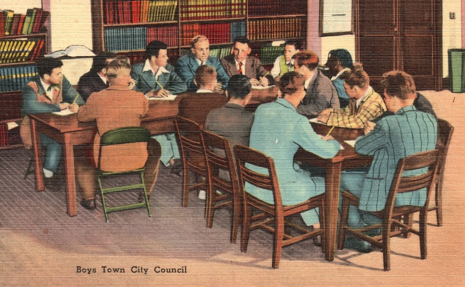 Boys Town Council Father Flanagan\'s Boys Home Omaha NE Vintage Postcard c1930