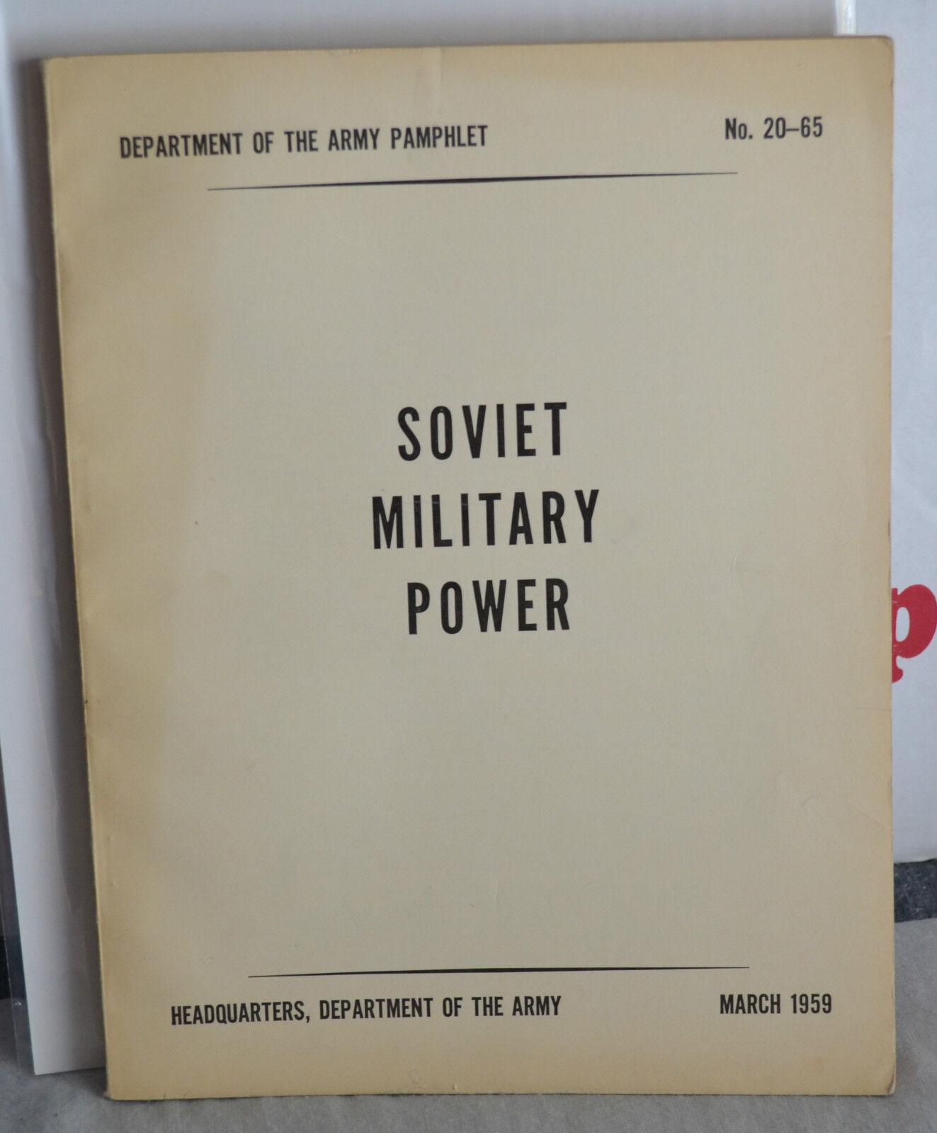 VTG 1959 U.S. Army Pamphlet No. 20-65 Soviet Military Power Cold War Report N