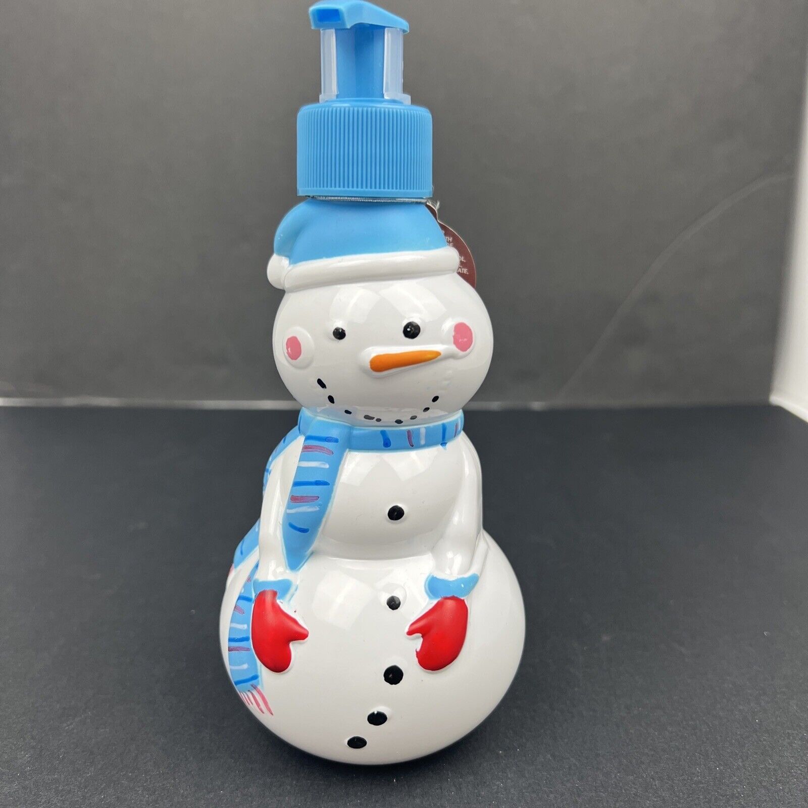 Snowman Peppermint Hand Soap Dispenser Blue & White 10.5 Fl Oz NEW