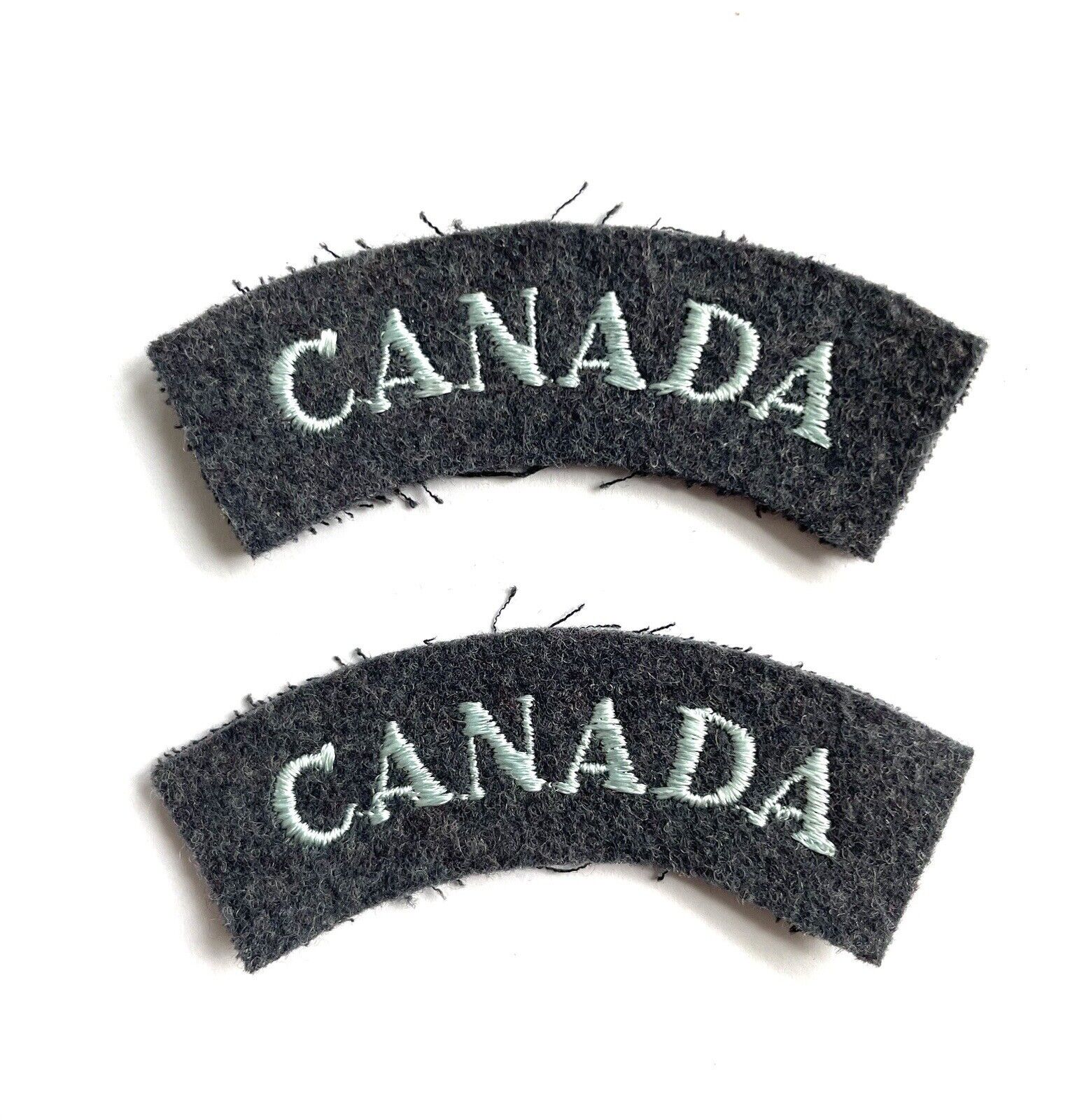 WW2 era RCAF “Canada” Shoulder Title Patch Insignia Pair Matching