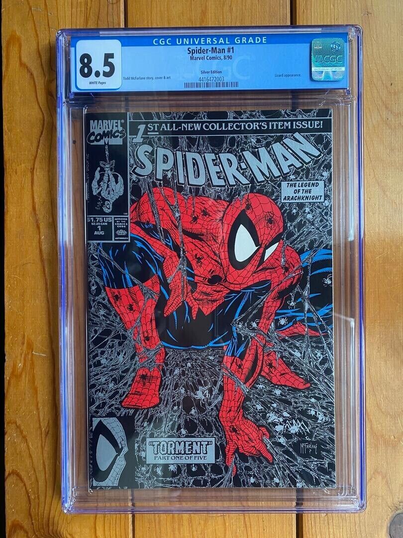 Spider-Man #1 Silver Edition CGC 8.5 WHITE Marvel 1990 Key 1st McFarlane issue